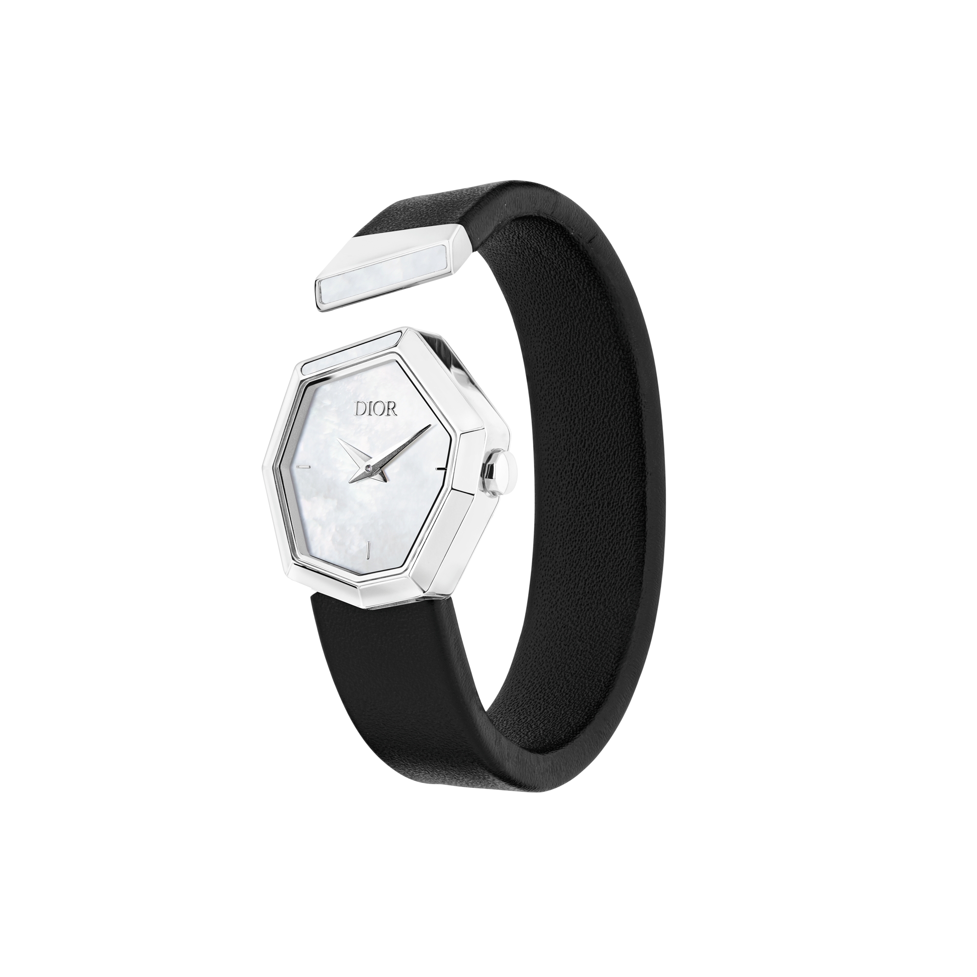 Dior Gem Dior Mother of Pearl Diamonds Black Dial Silver Steel Strap Watch for Women - CD18111X1058