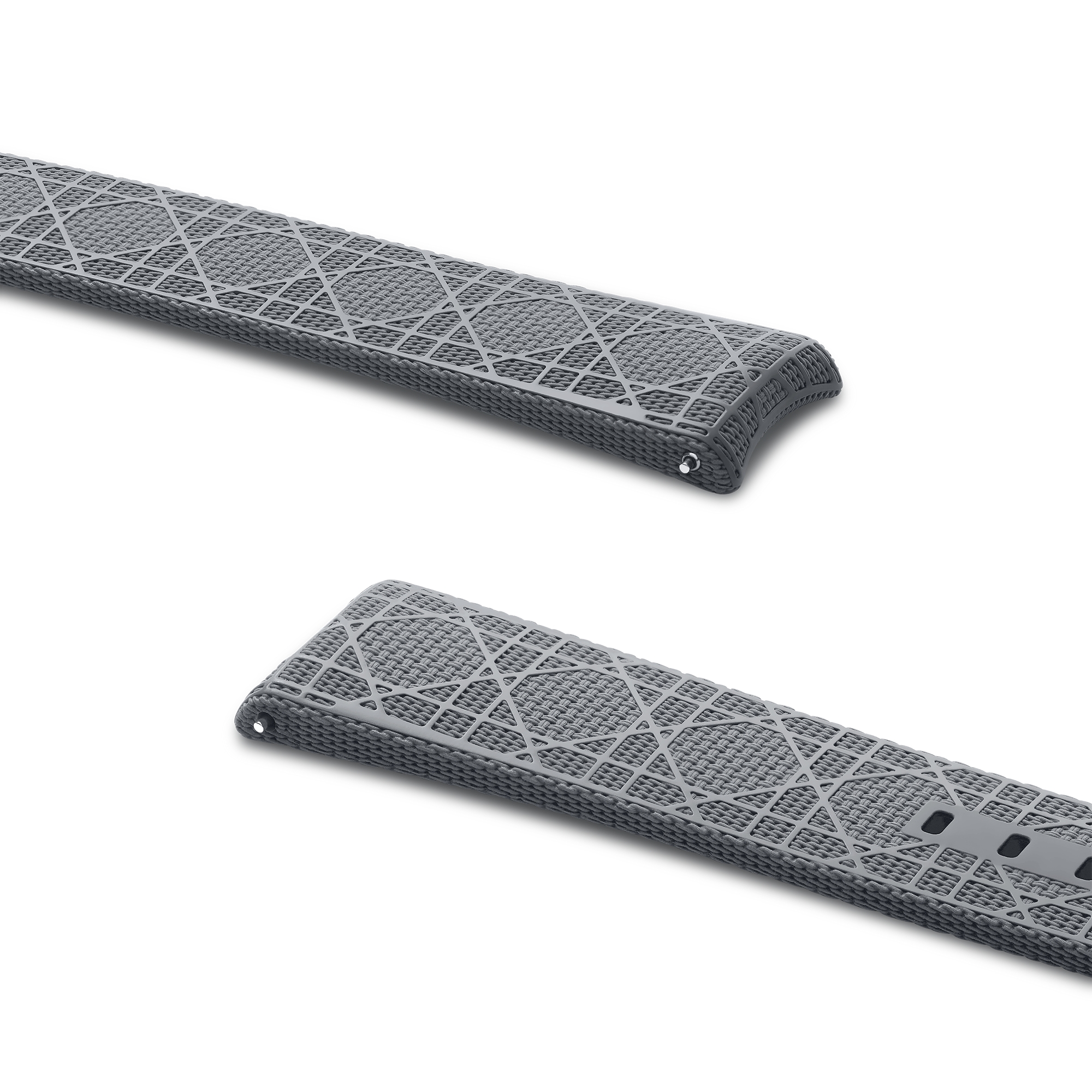 Ø 38 MM, Chiffre Rouge Watch Strap Gray Rubber with Macrocannage Motif E01