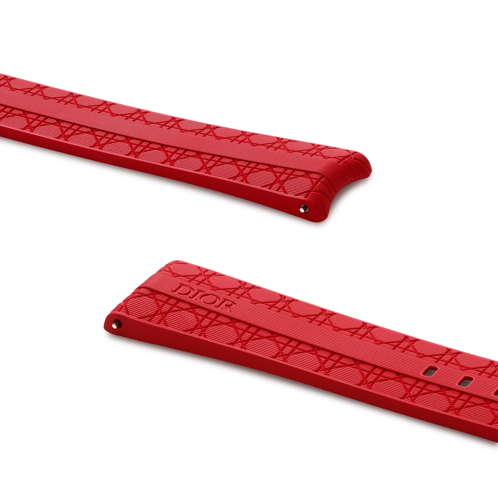 Cinturino per orologio Chiffre Rouge, Ø 38 mm Gomma rossa con motivo Microcannage E01
