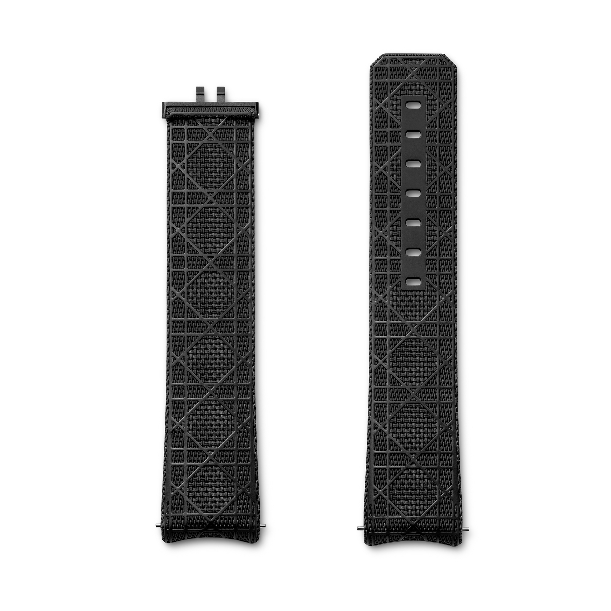 Ø 38 MM, Chiffre Rouge Watch Strap Black Rubber with Macrocannage