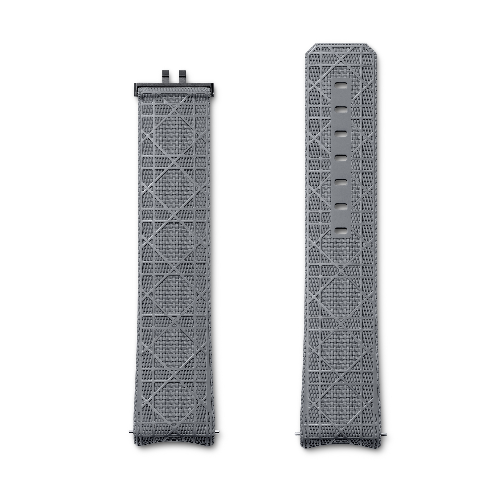 Ø 38 mm, Chiffre Rouge Uhrenarmband Gummi in Grau mit Macrocannage Motiv E02