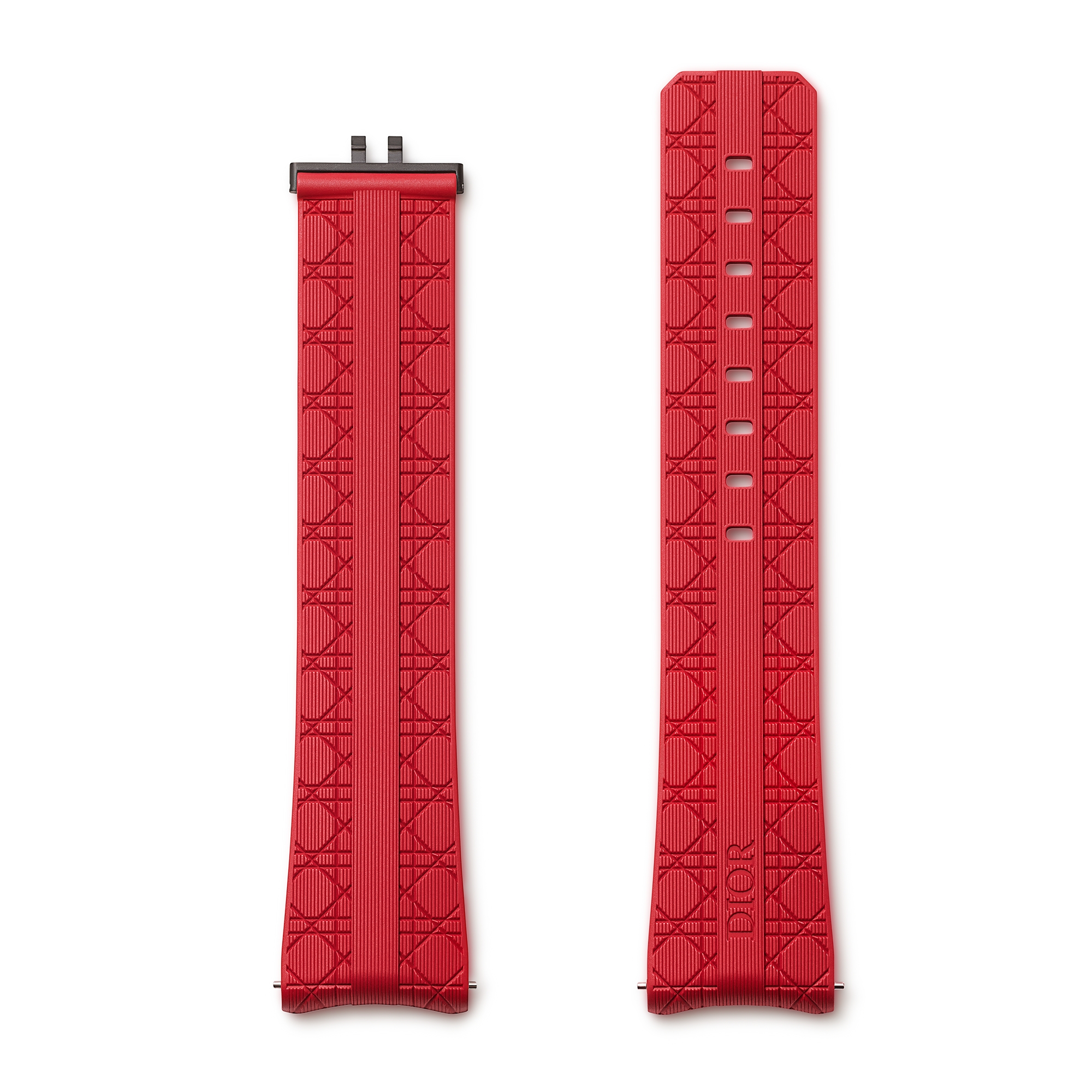 Bracelet de montre Chiffre Rouge Ø 38 mm Caoutchouc rouge à motif Microcannage E02