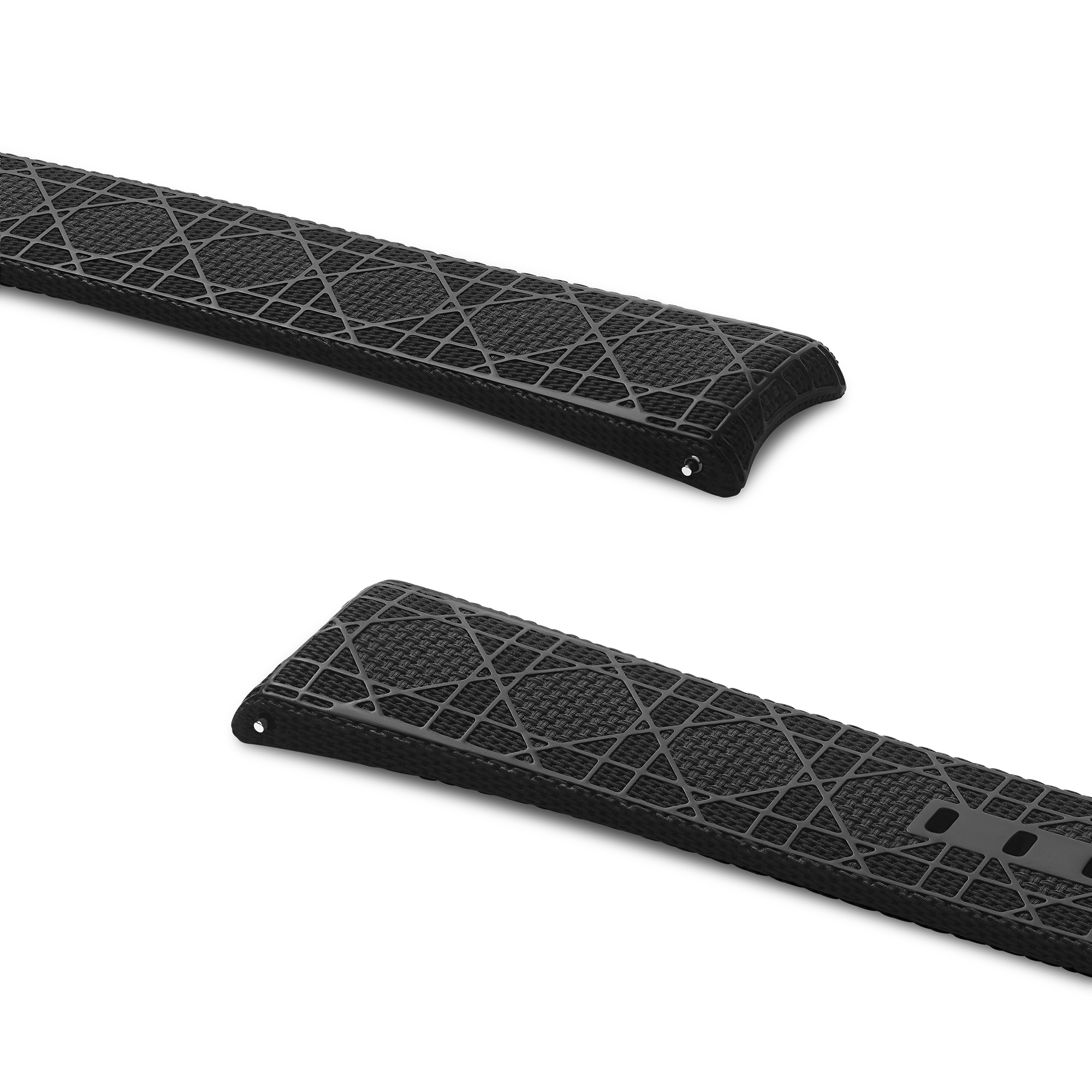 Ø 38 mm, Chiffre Rouge Uhrenarmband Gummi in Schwarz mit Macrocannage Motiv E01