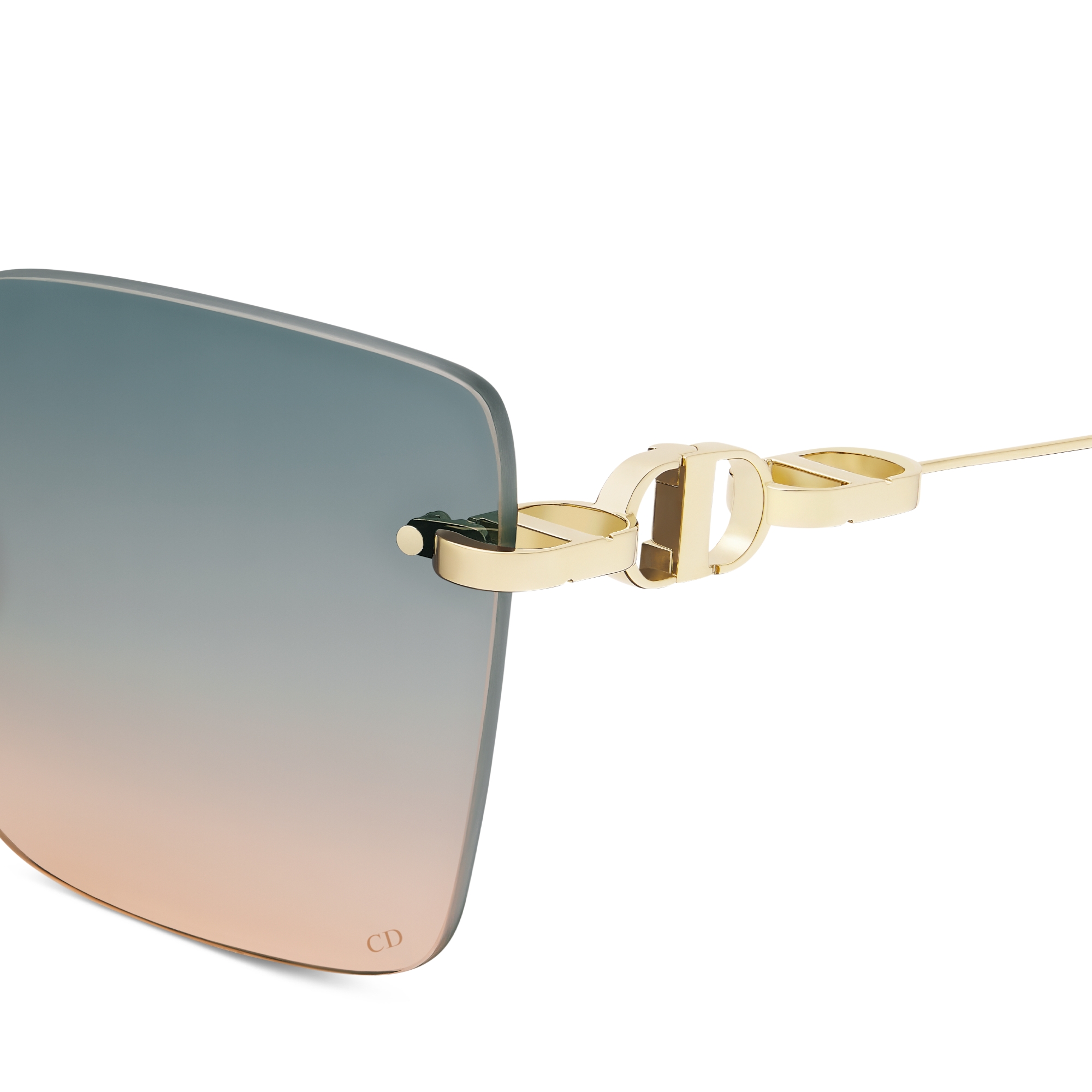 CD Chain M1U Gradient Turquoise-to-Amber Square Sunglasses E09