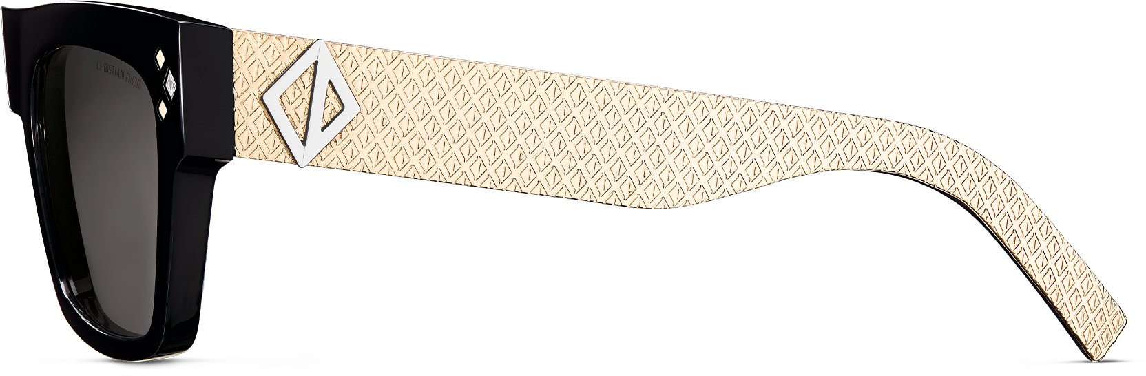 CD Diamond S8I Black and Gold-Finish Rectangular Sunglasses | DIOR