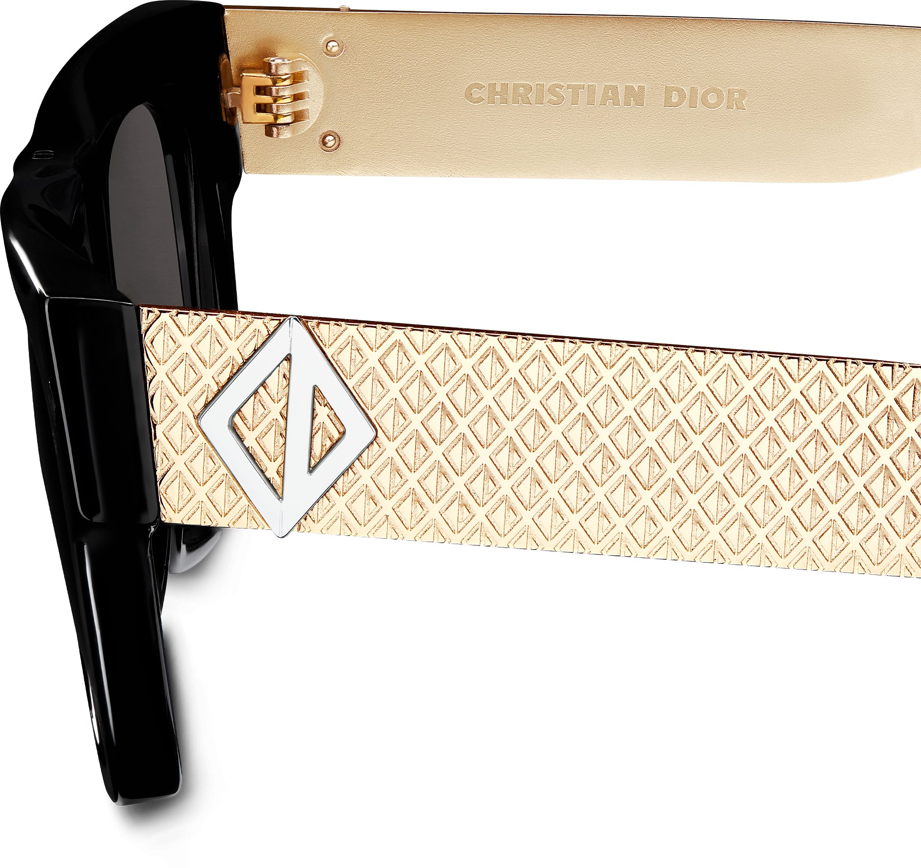 CD Diamond S8I Black and Gold-Finish Rectangular Sunglasses | DIOR