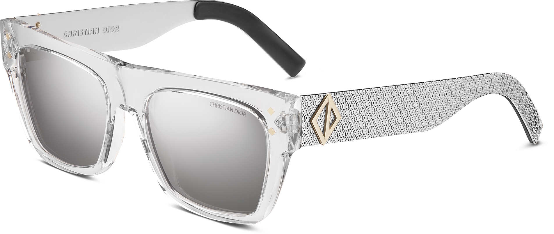 CD Diamond S8I Crystal Tone and Silver Finish Rectangular Sunglasses DIOR