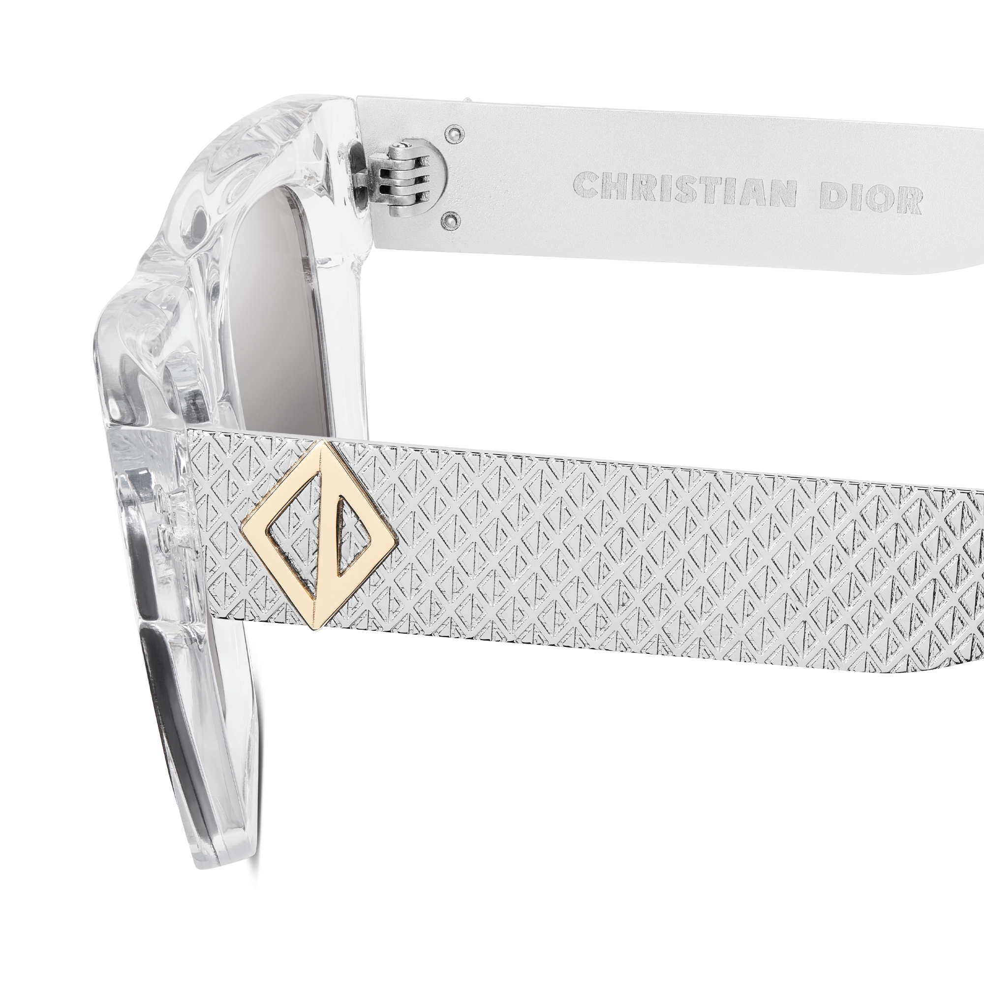 CD Diamond S8I Gafas de sol rectangulares color cristal y plateado E09