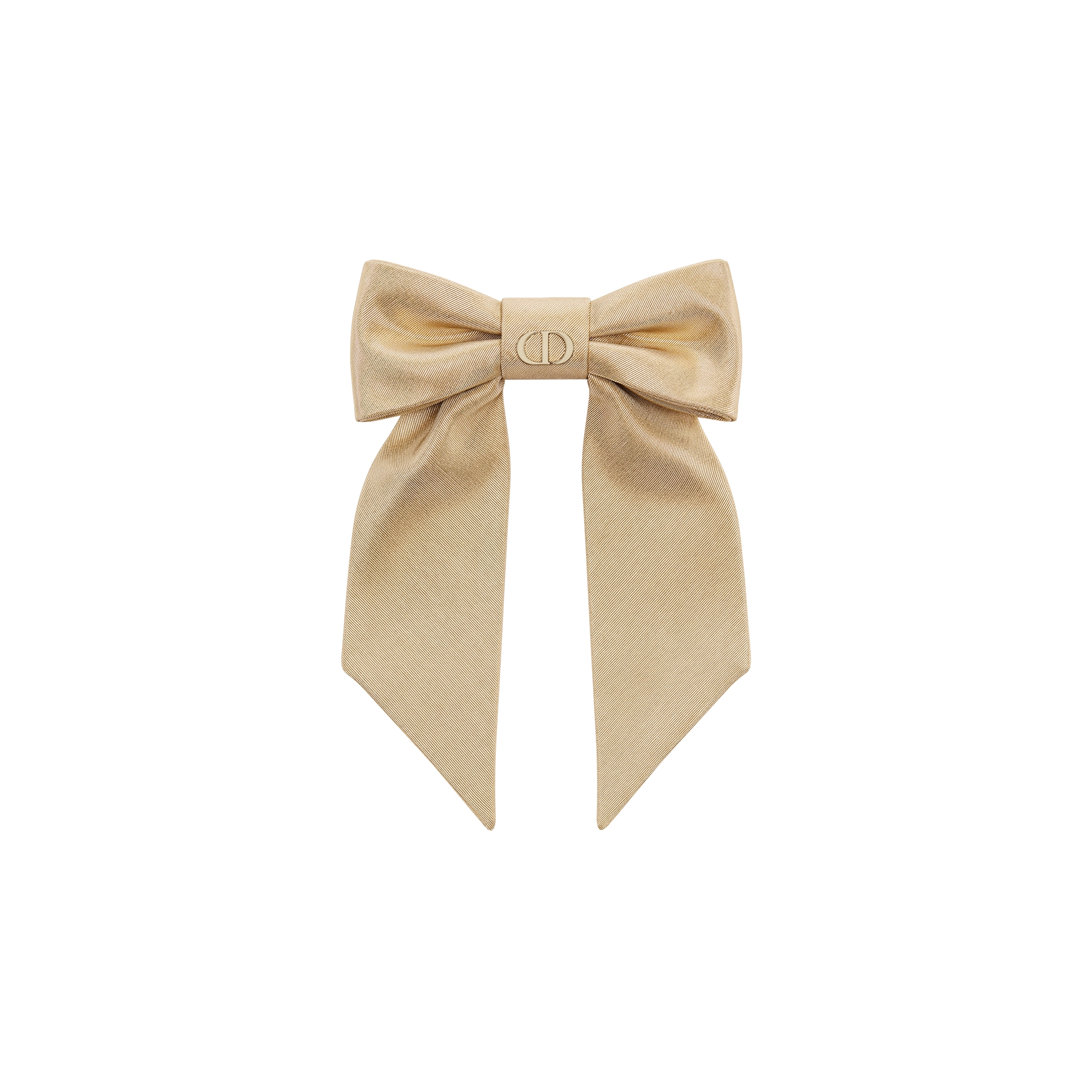 Large Dior Twist Bow Gold-Tone Laminated Technical Fabric E01
