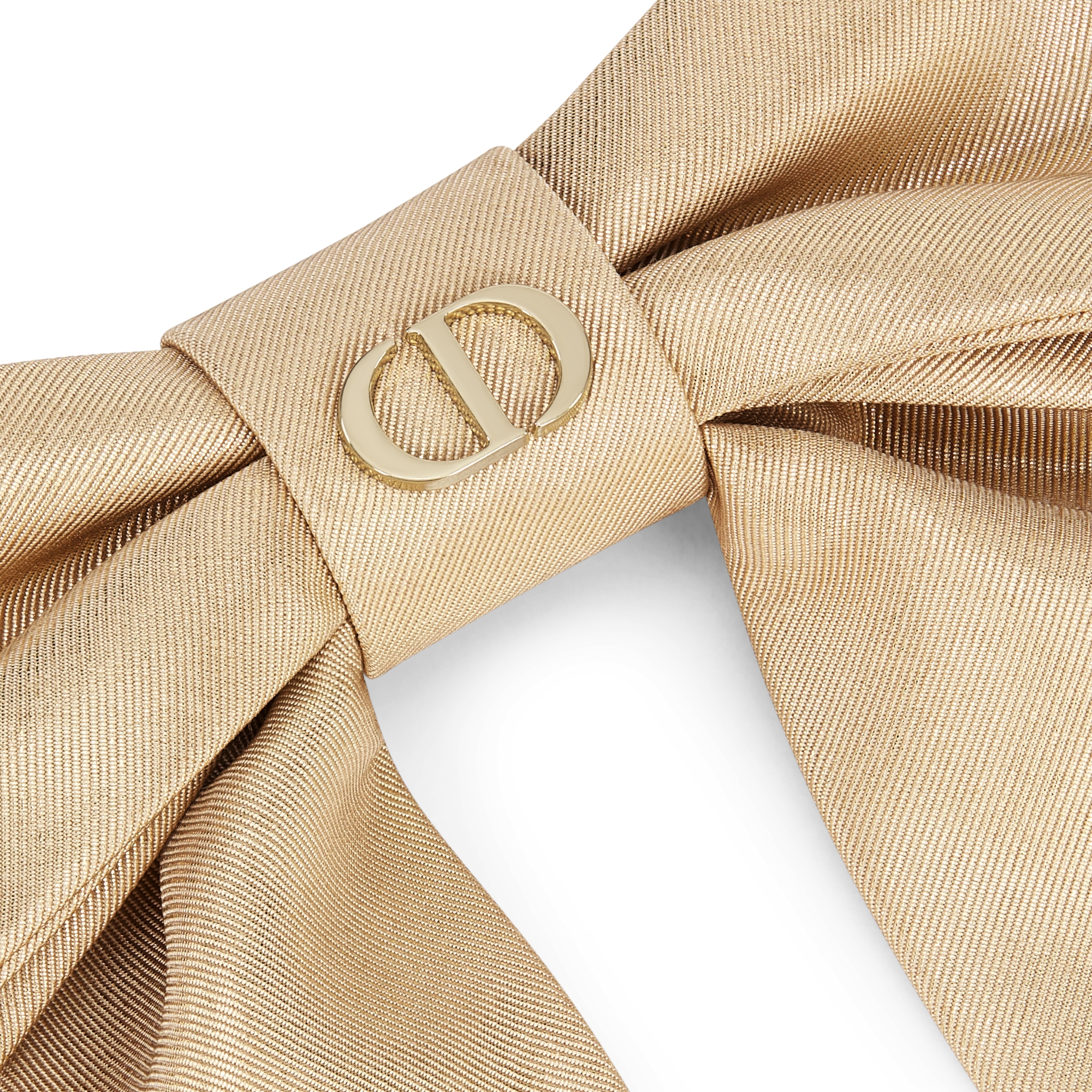 Large Dior Twist Bow Gold-Tone Laminated Technical Fabric E09