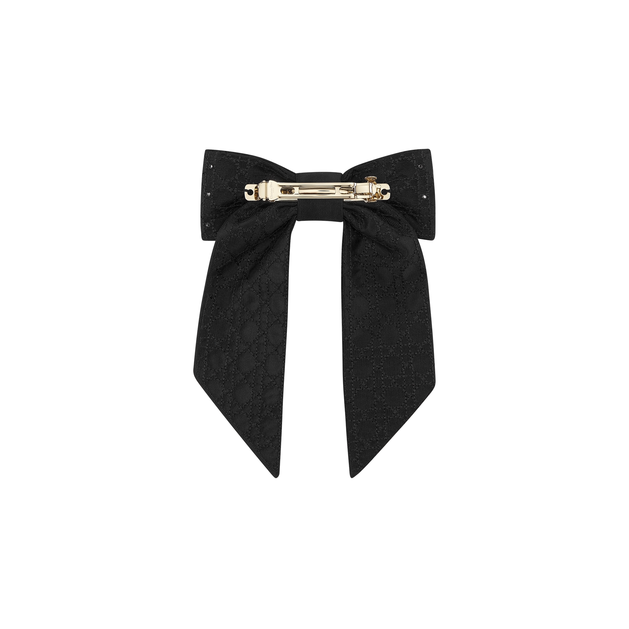 Large Dior Twist Bow Black Grosgrain-Effect Technical Fabric and Silver-Tone Crystals E08