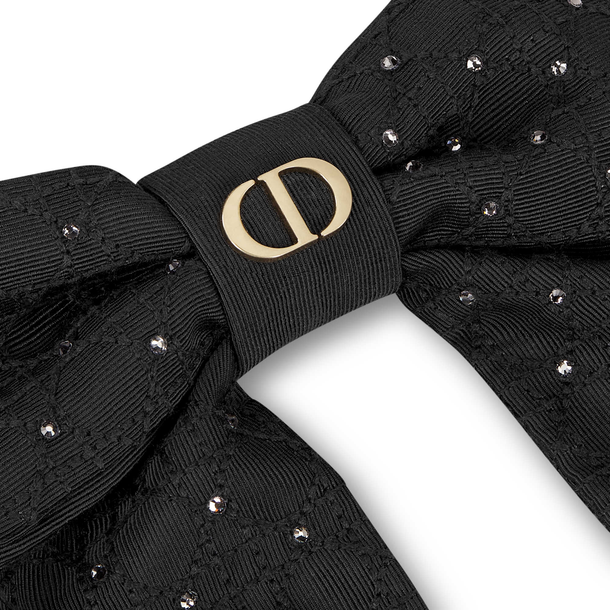 Large Dior Twist Bow Black Grosgrain-Effect Technical Fabric and Silver-Tone Crystals E09