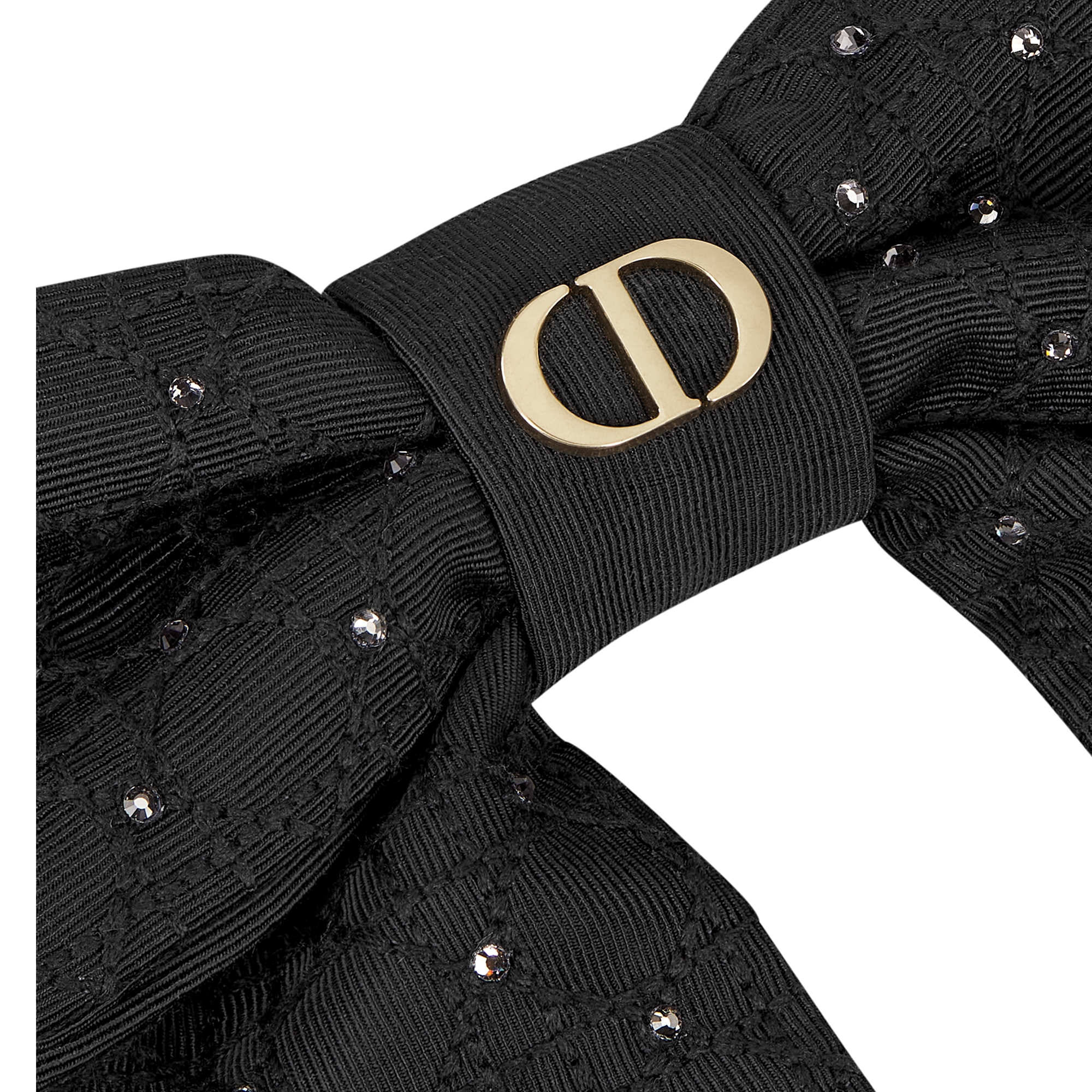 Large Dior Twist Bow Black Grosgrain-Effect Technical Fabric and Silver-Tone Crystals E09