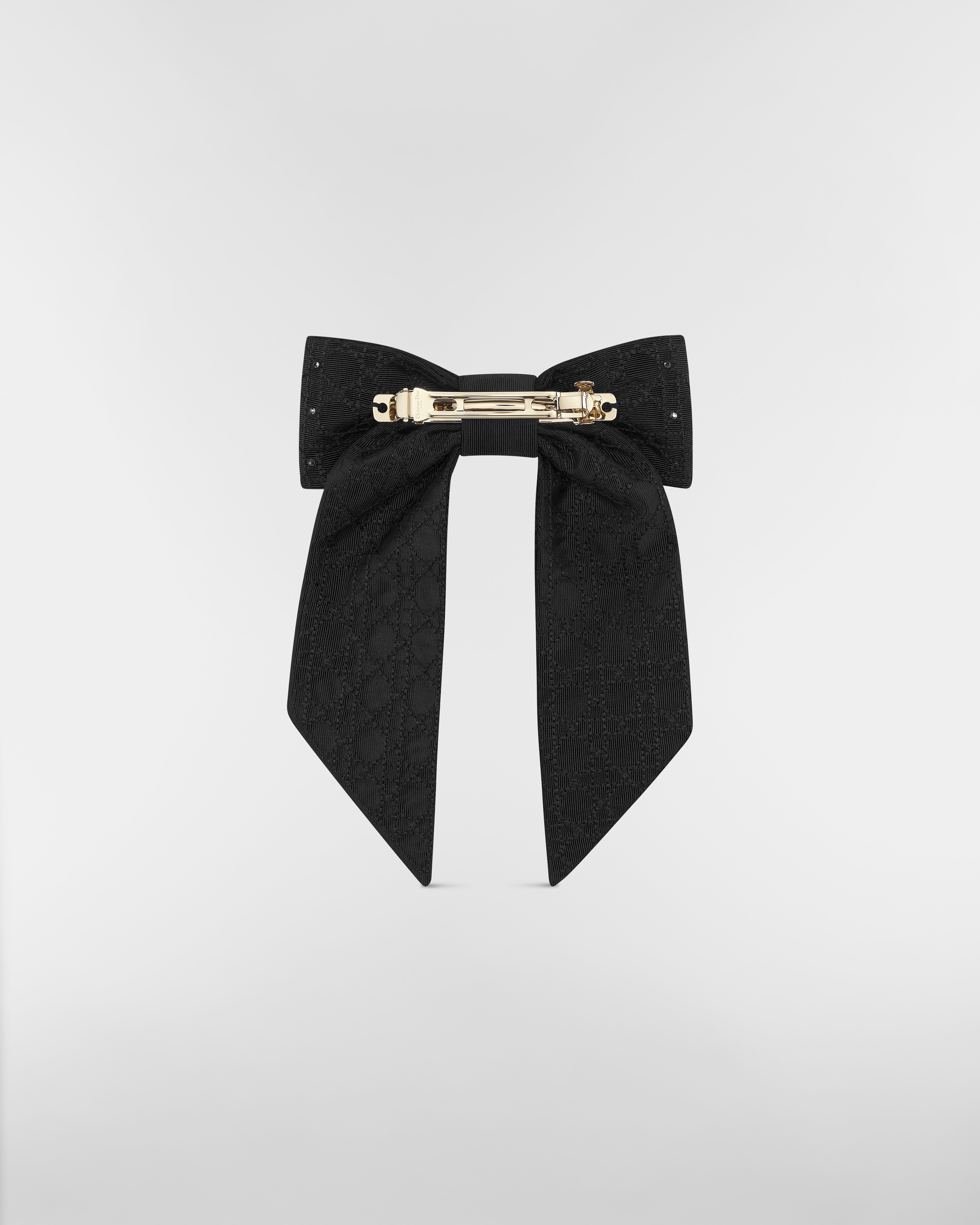 Large Dior Twist Bow Black Grosgrain-Effect Technical Fabric and Silver-Tone Crystals E08
