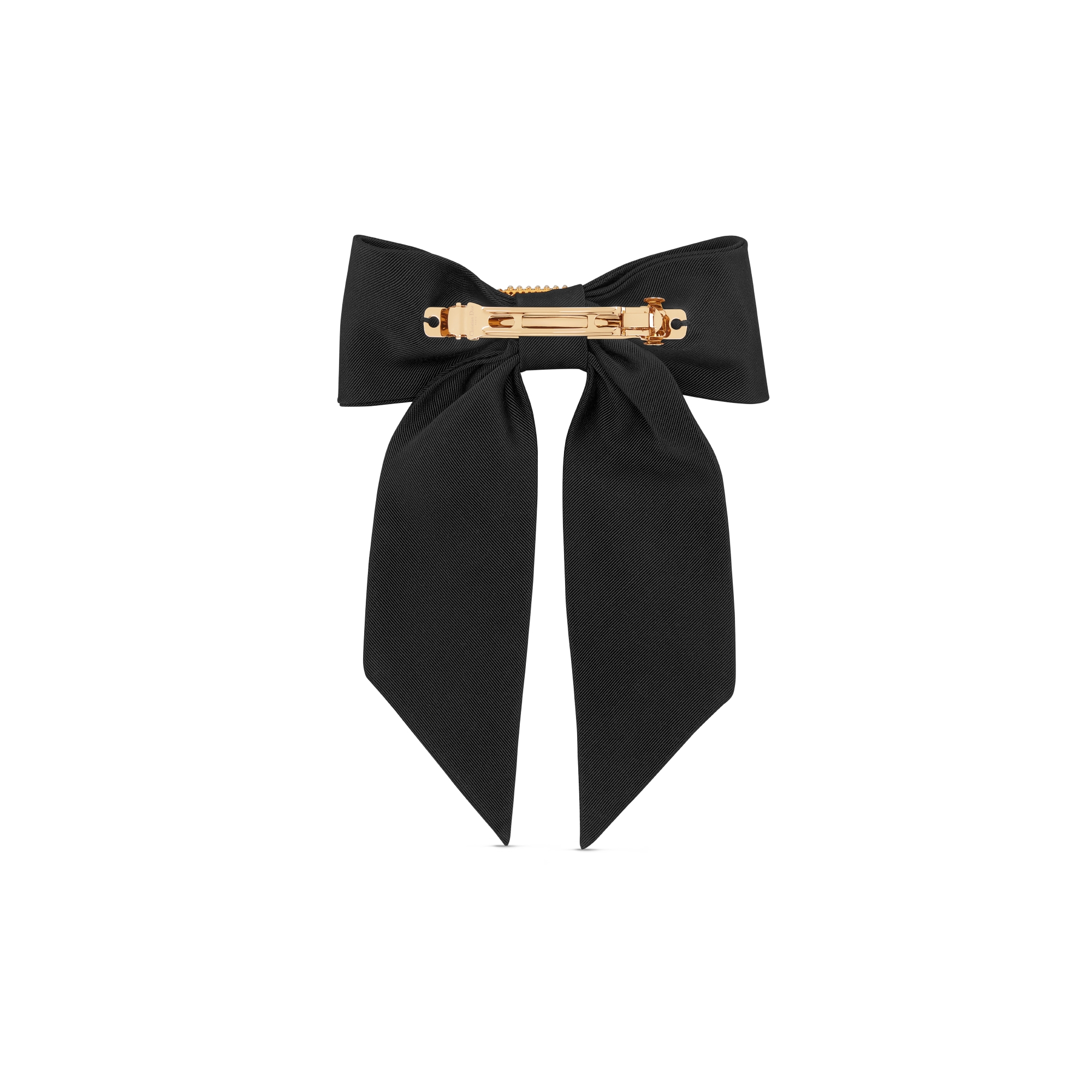 Lazo grande Dior Twist Tejido técnico con efecto grogrén negro y abalorios de resina blancos E08