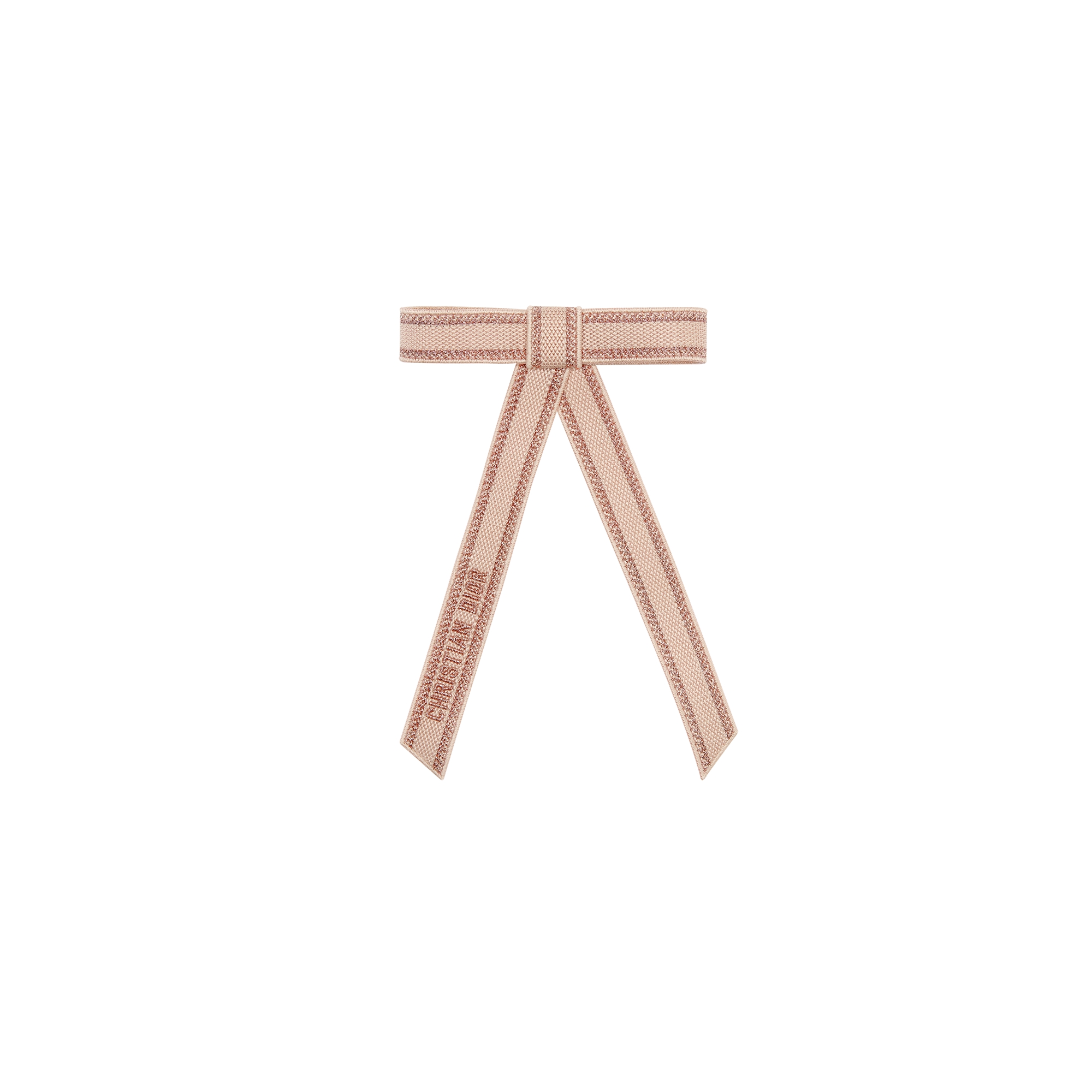 Christian Dior Embroidered Dior Twist Bow Pink and Metallic Pink Embroidery E01