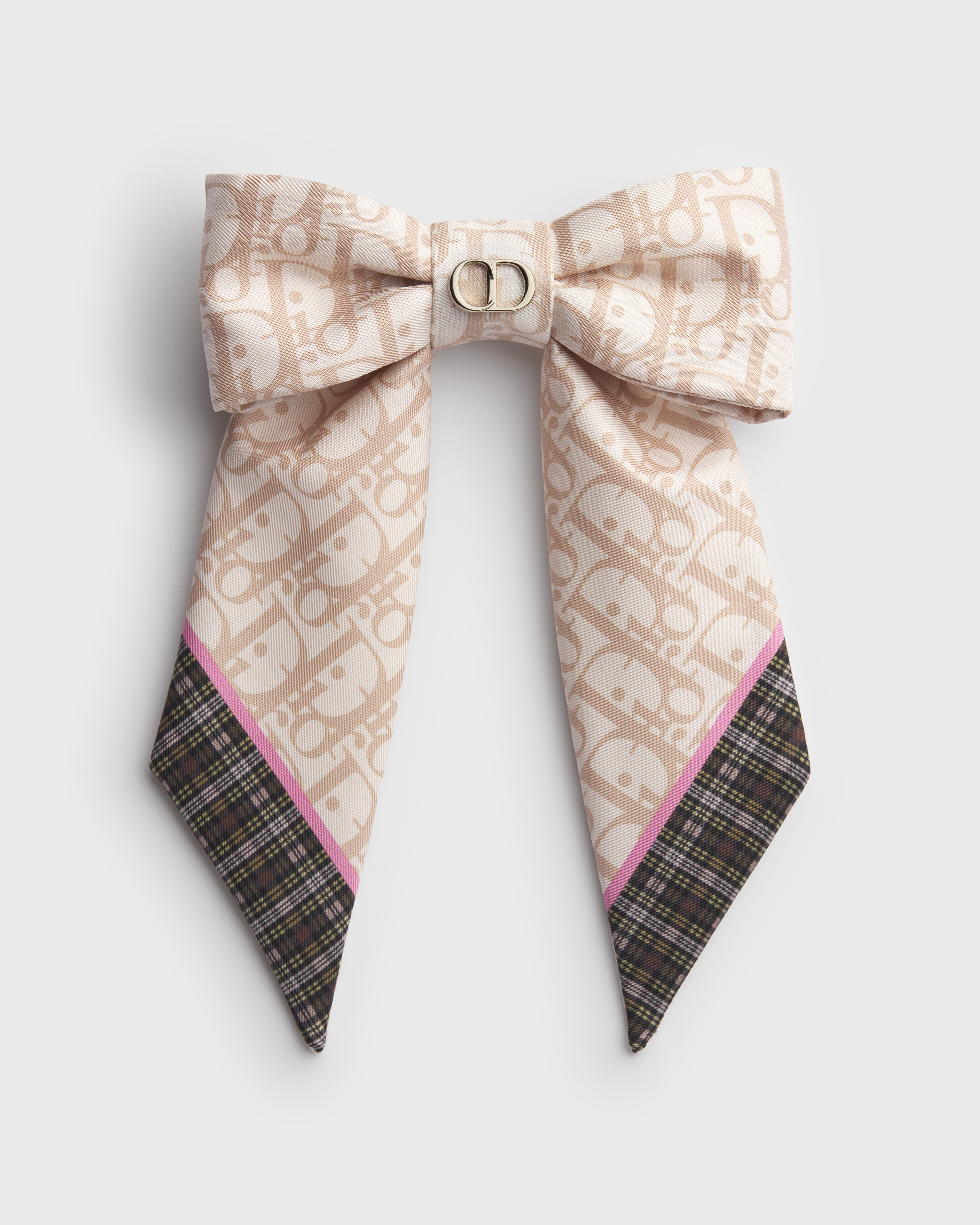 Große Dior Infini Tartan Dior Twist Schleife Seidentwill in Beige E01