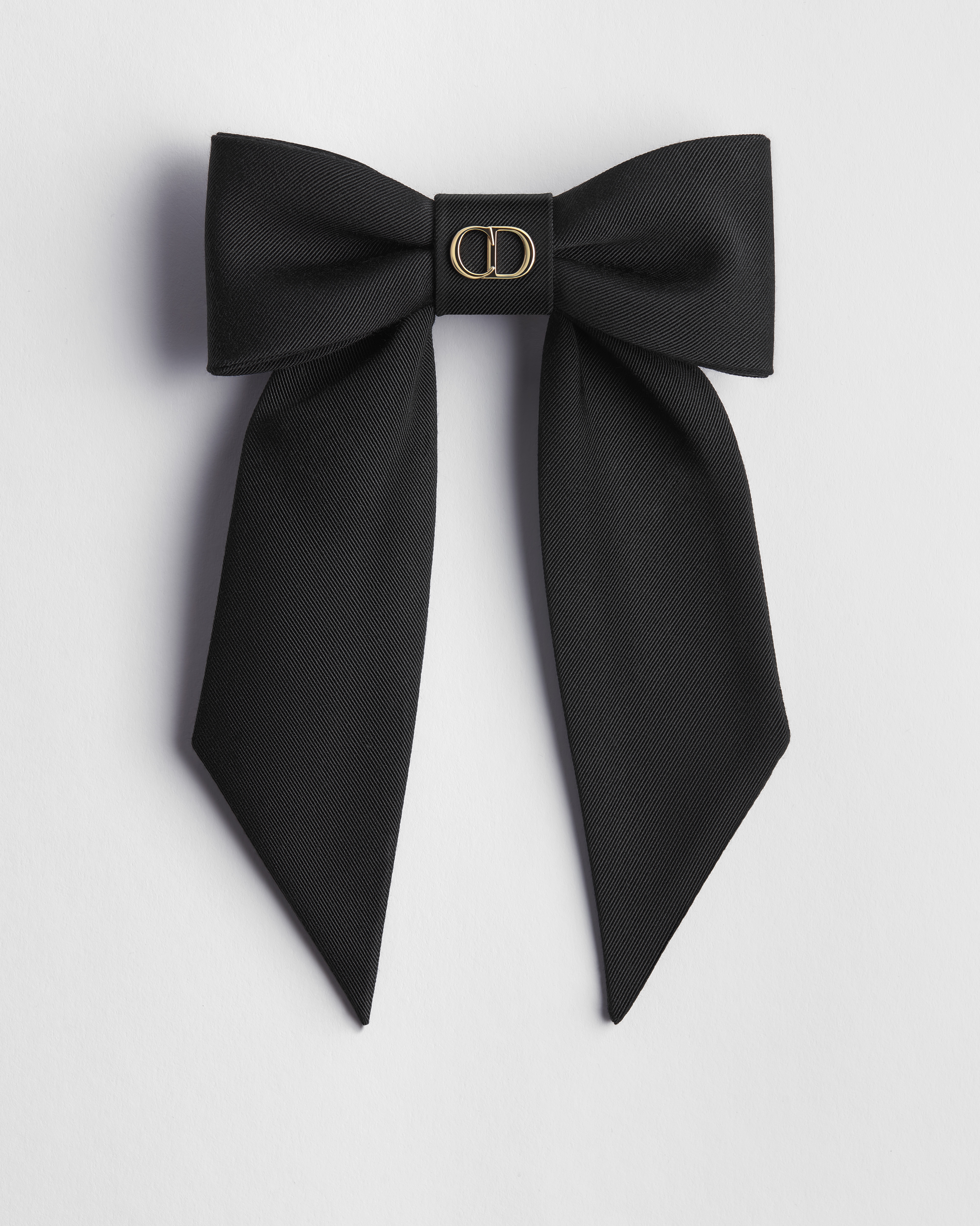 Grote Dior Twist-strik Zwarte technische stof met ripslint-effect E01