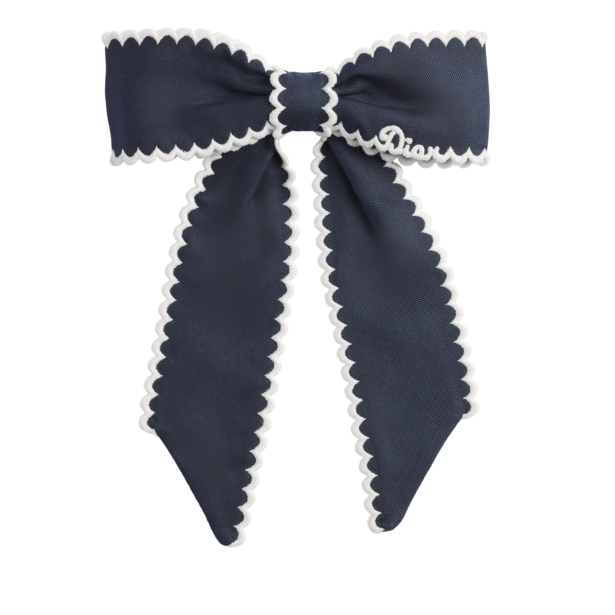 Large Dior Twist Bow Navy Blue Silk Twill E01