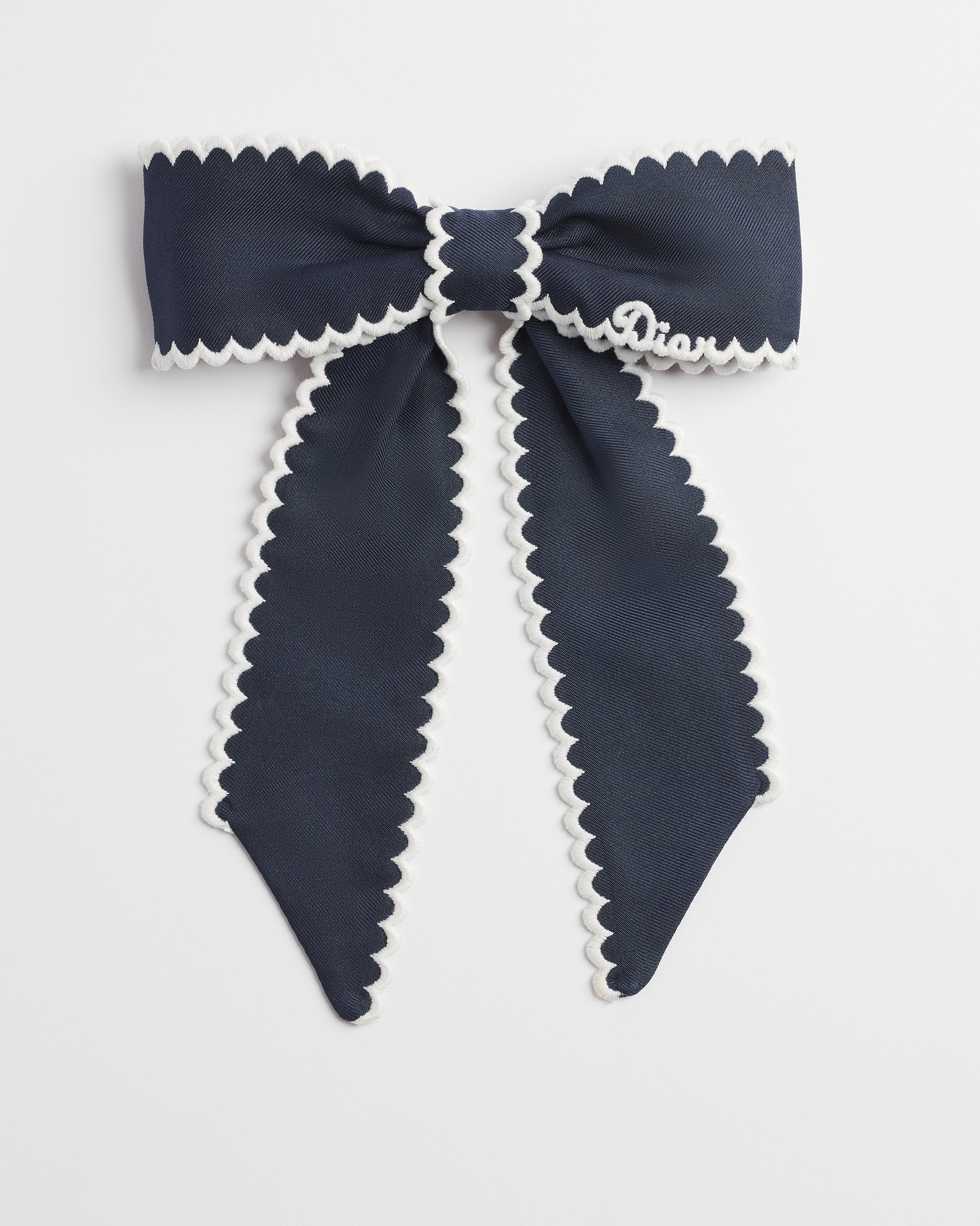 Grote Dior Twist-strik Marineblauwe zijden keperstof E01