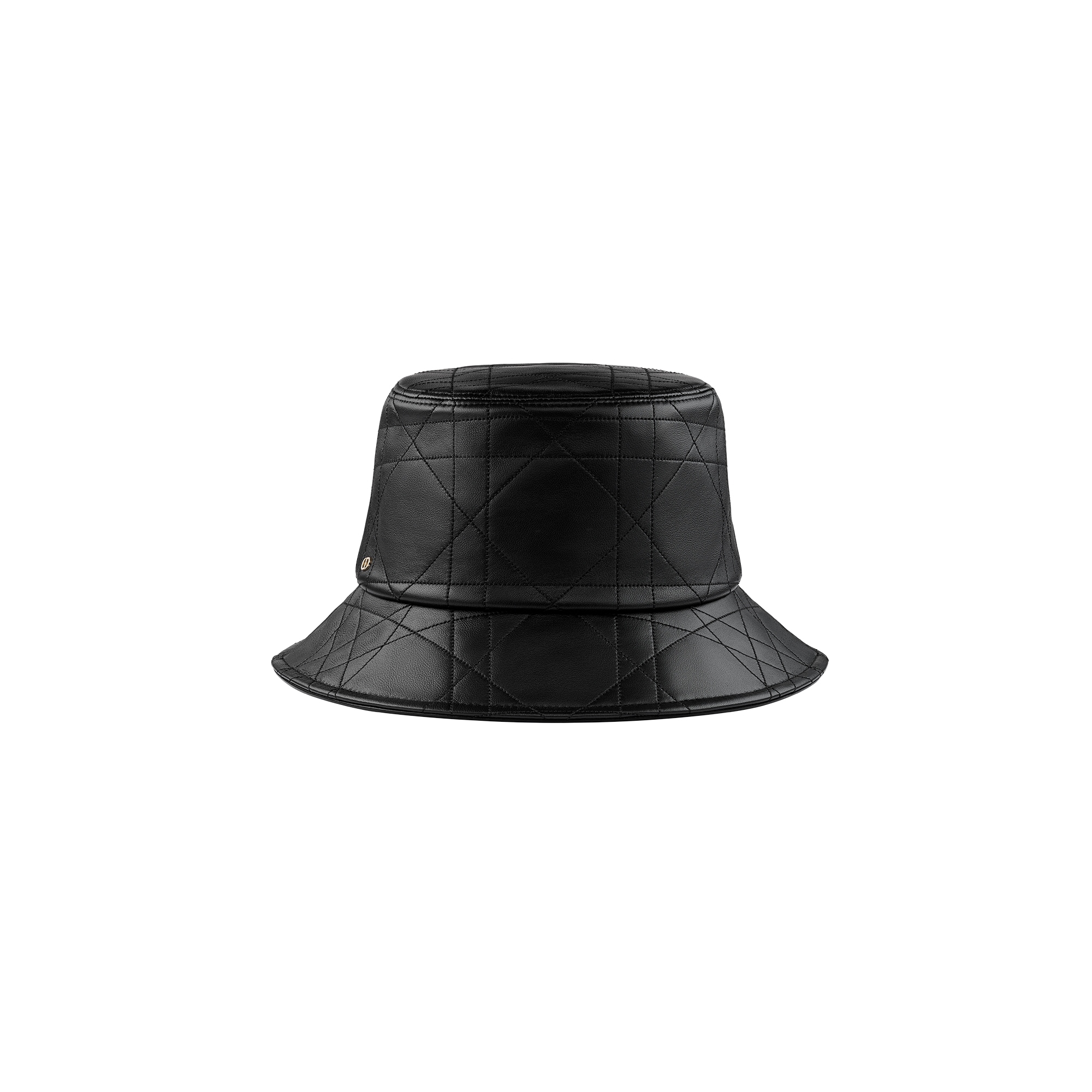 Flat Cannage Teddy-D Small Brim Bucket Hat Black Lambskin E01