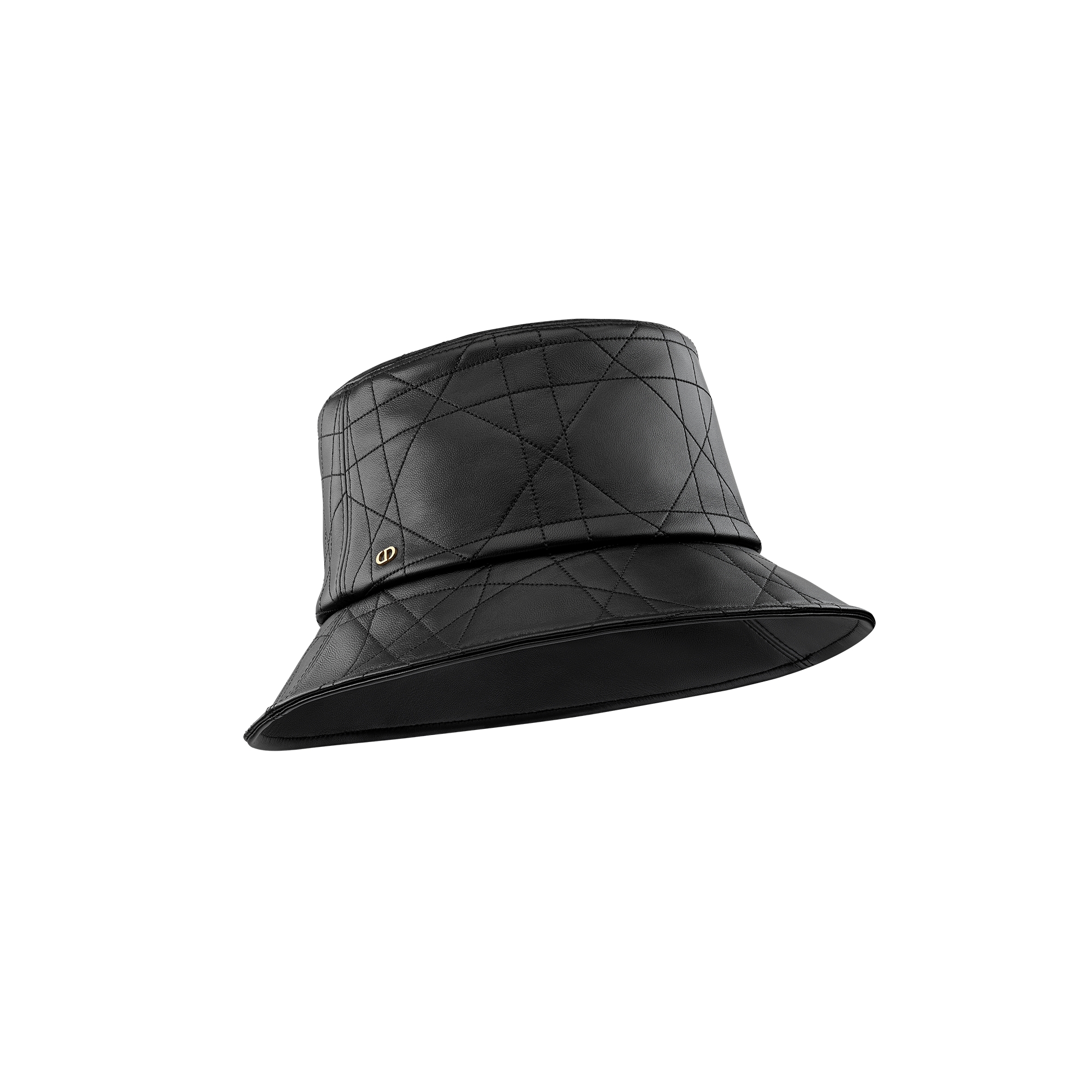 Flat Cannage Teddy-D Small Brim Bucket Hat Black Lambskin E03