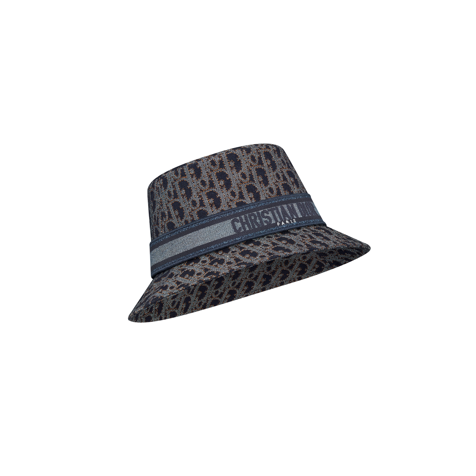 Dior Oblique Denim D-Bobby Small-Brim Bucket Hat Blue Jacquard with Contrasting Topstitching E03