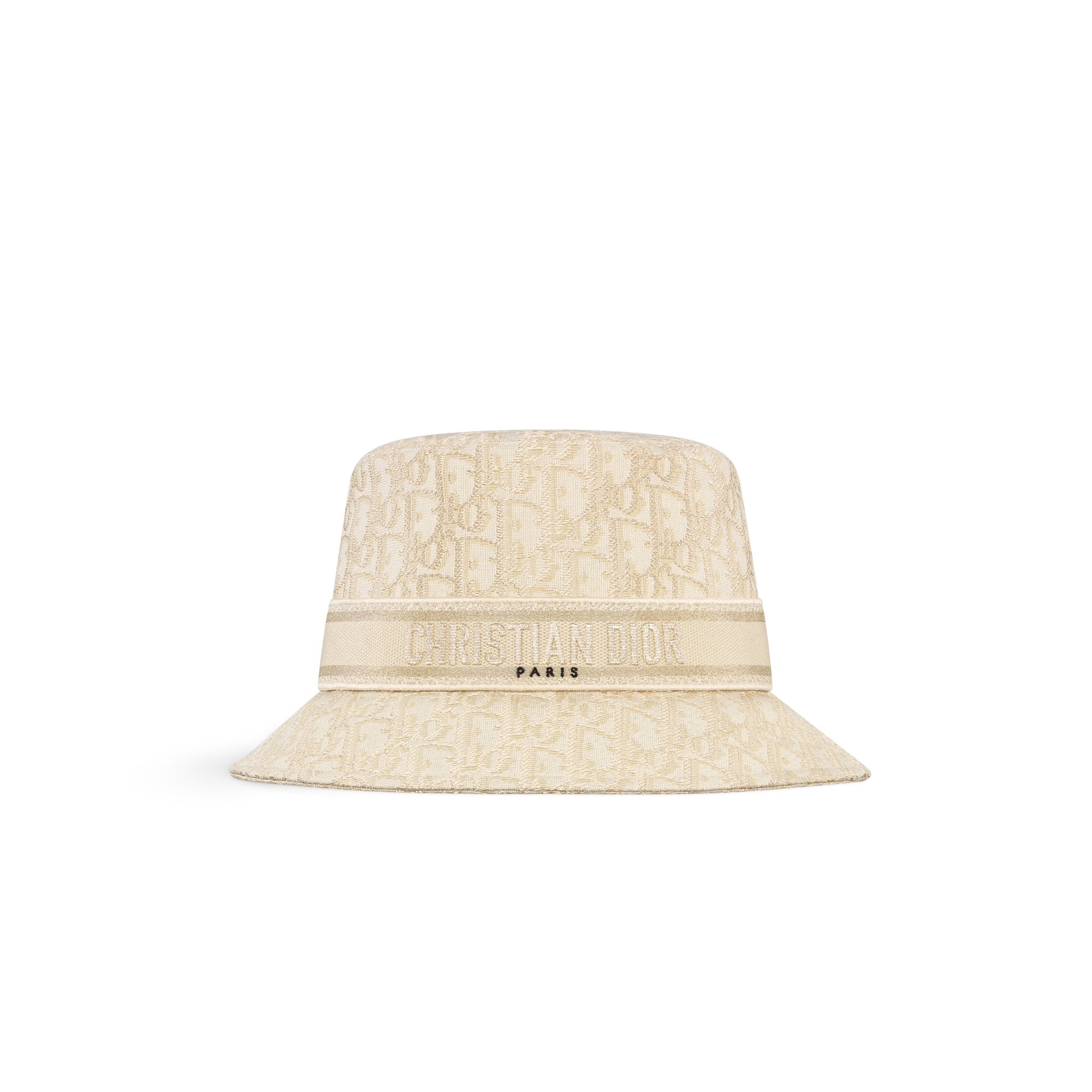 Dior Oblique D-Bobby 窄邊漁夫帽 米色和金色調棉混紡 E01