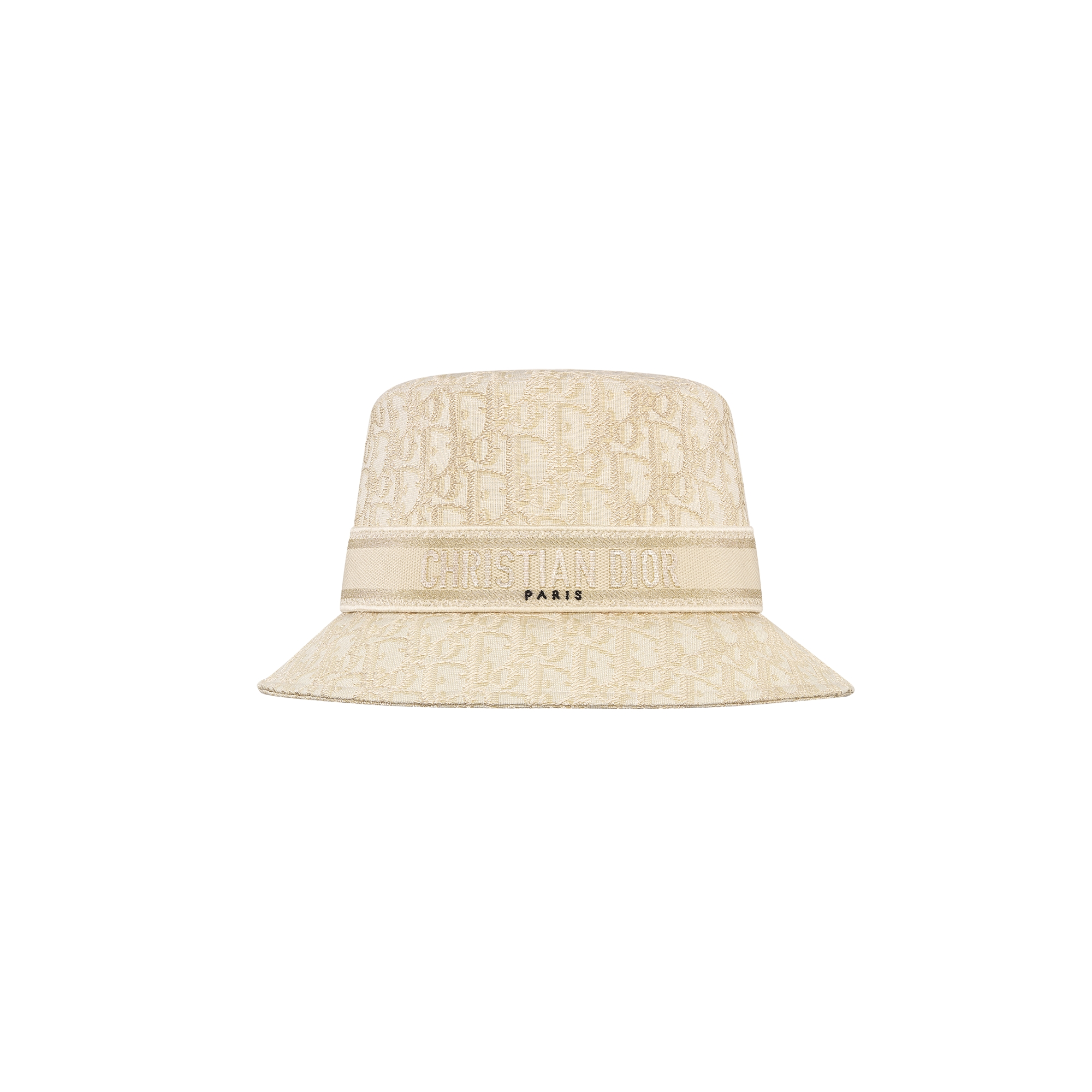 Dior Oblique D-Bobby Small-Brim Bucket Hat Beige and Gold-Tone Cotton Blend E01
