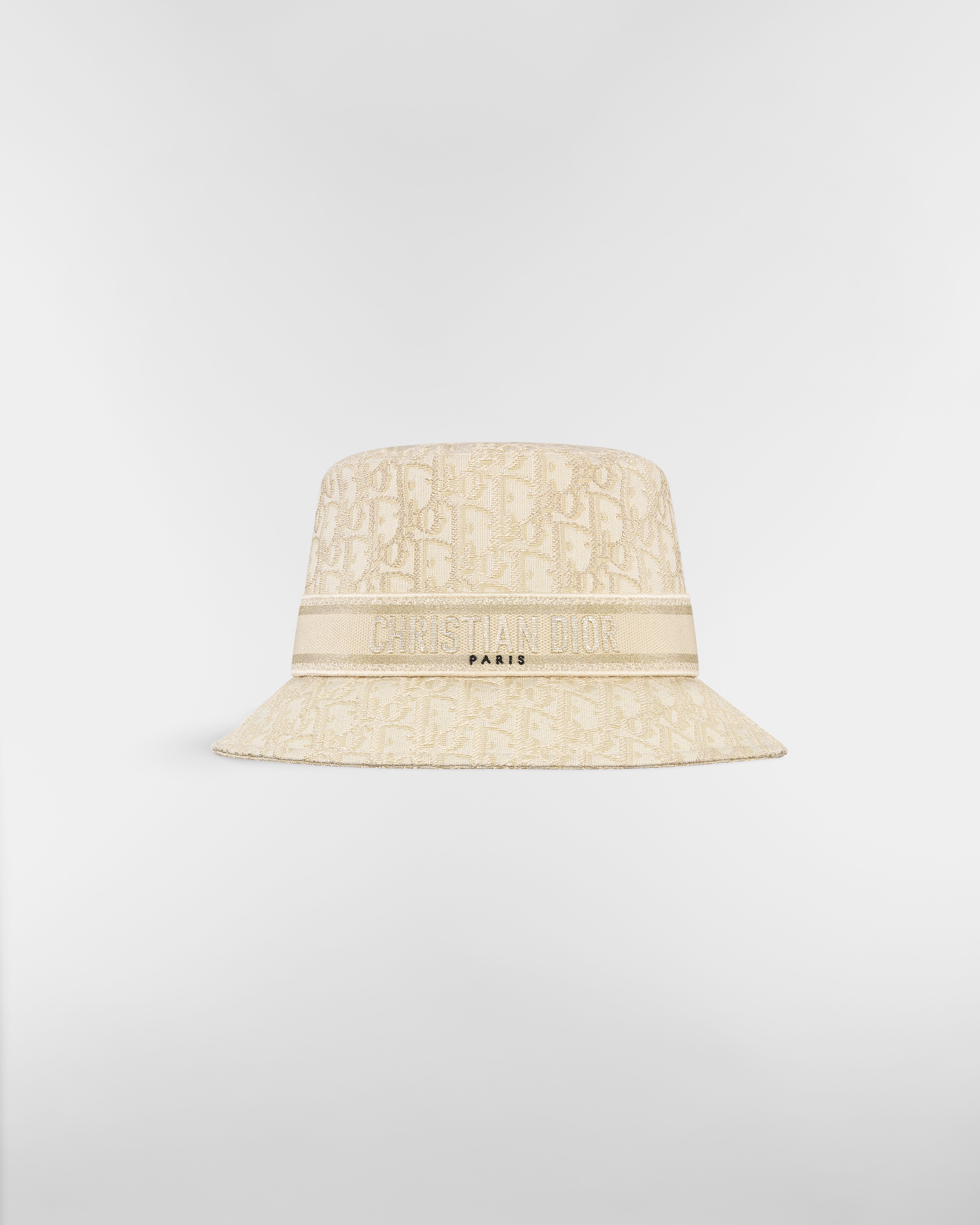 Dior Oblique D-Bobby Small-Brim Bucket Hat Beige and Gold-Tone Cotton Blend E01