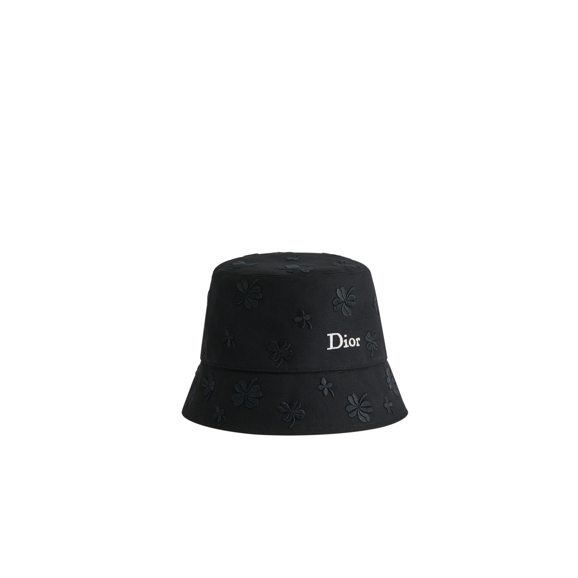 Dior Clover Allover Teddy-D Small Brim Bucket Hat Black Cotton