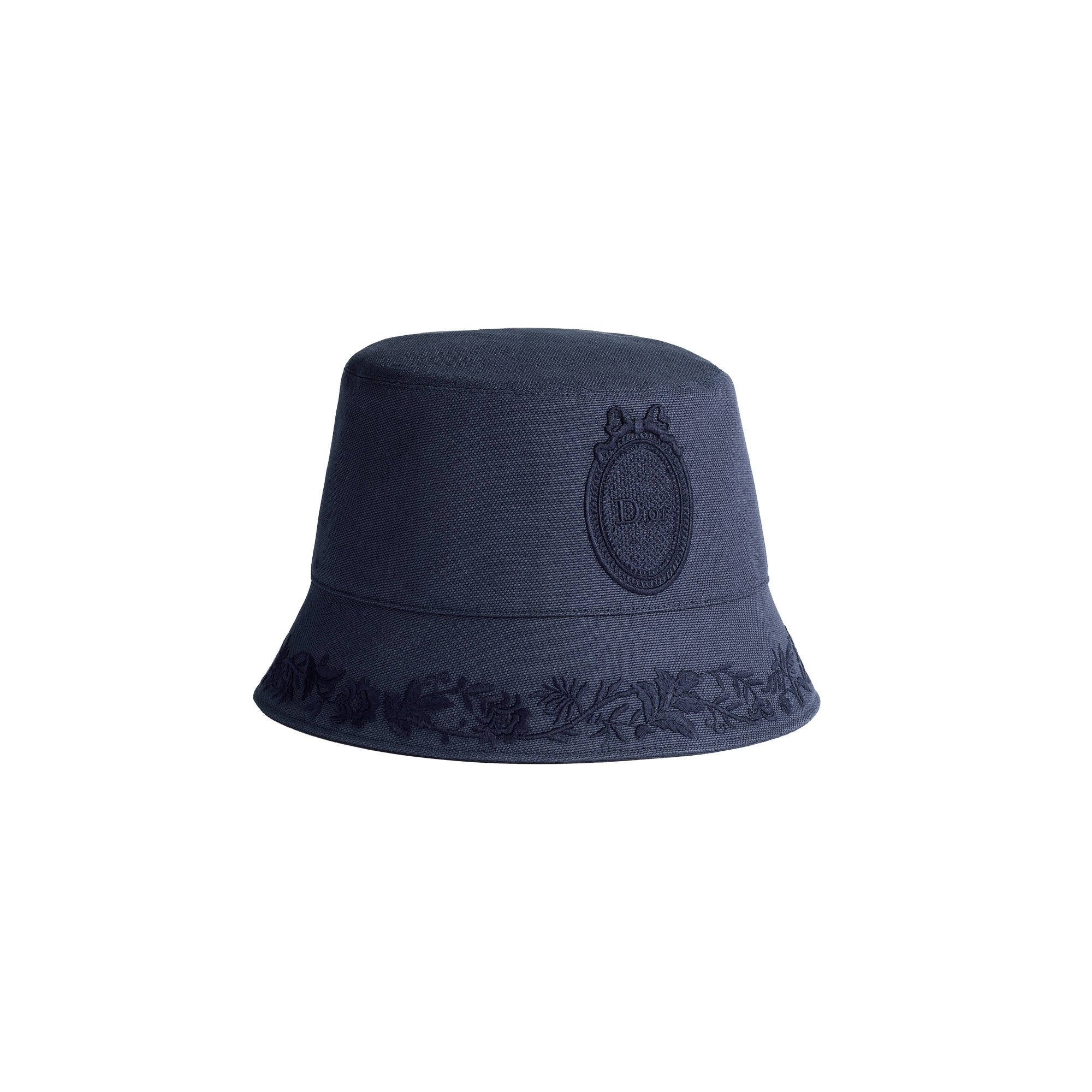 Dior Médaillon Teddy-D Small Brim Bucket Hat Navy Blue Cotton | DIOR