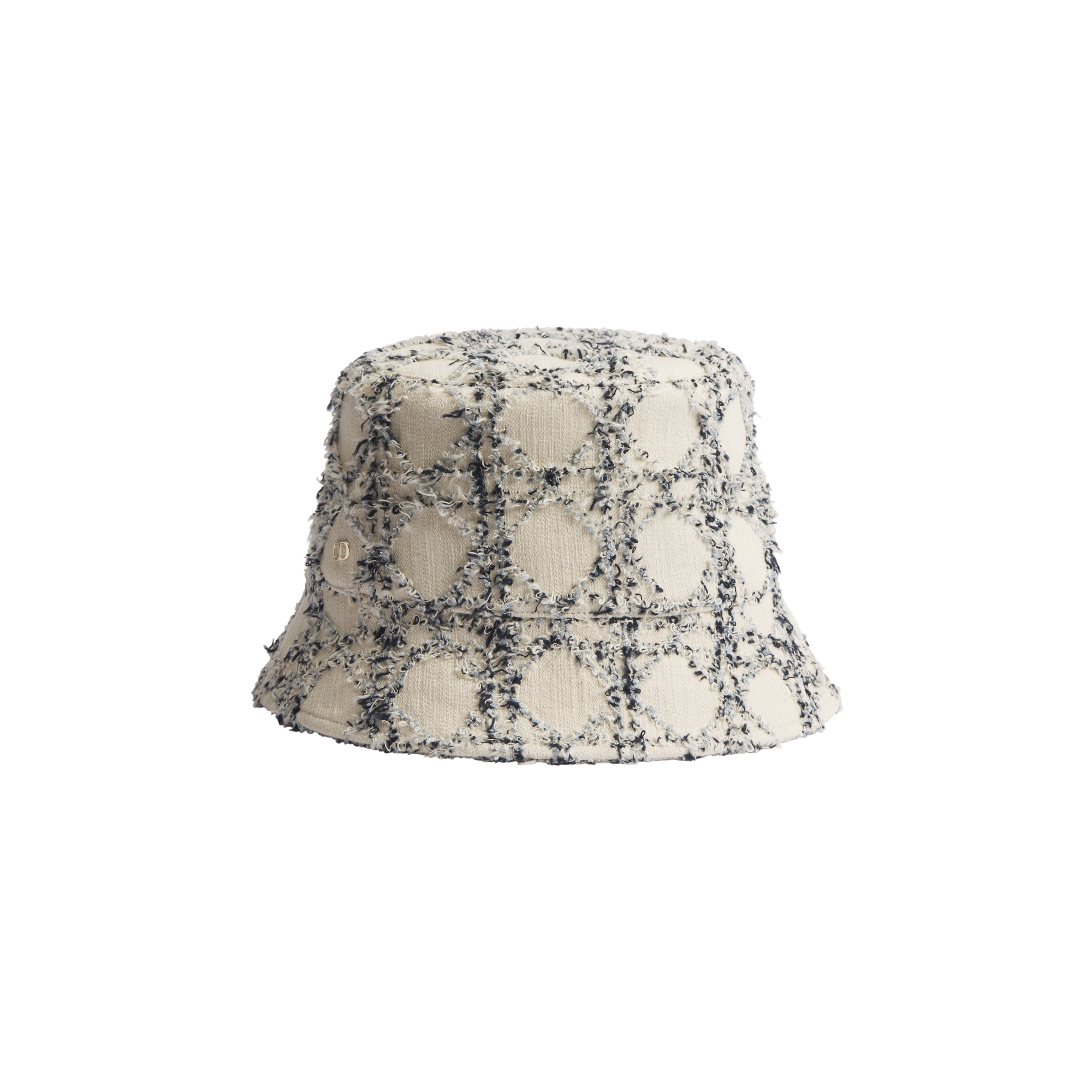 Cannage Teddy-D Small Brim Bucket Hat White and Blue Cotton-Blend