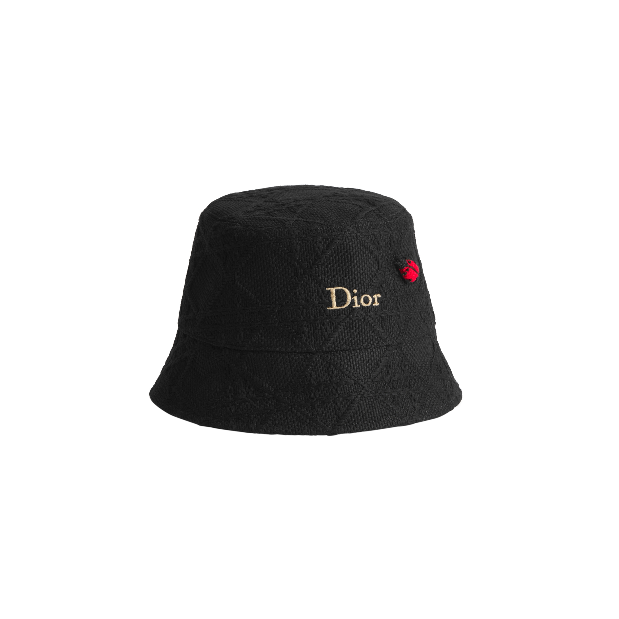 Dior ディオール キッズボブハット Cannage Teddy-D Small Brim Bucket Hat Black Cotton-Blend Fabric | DIOR