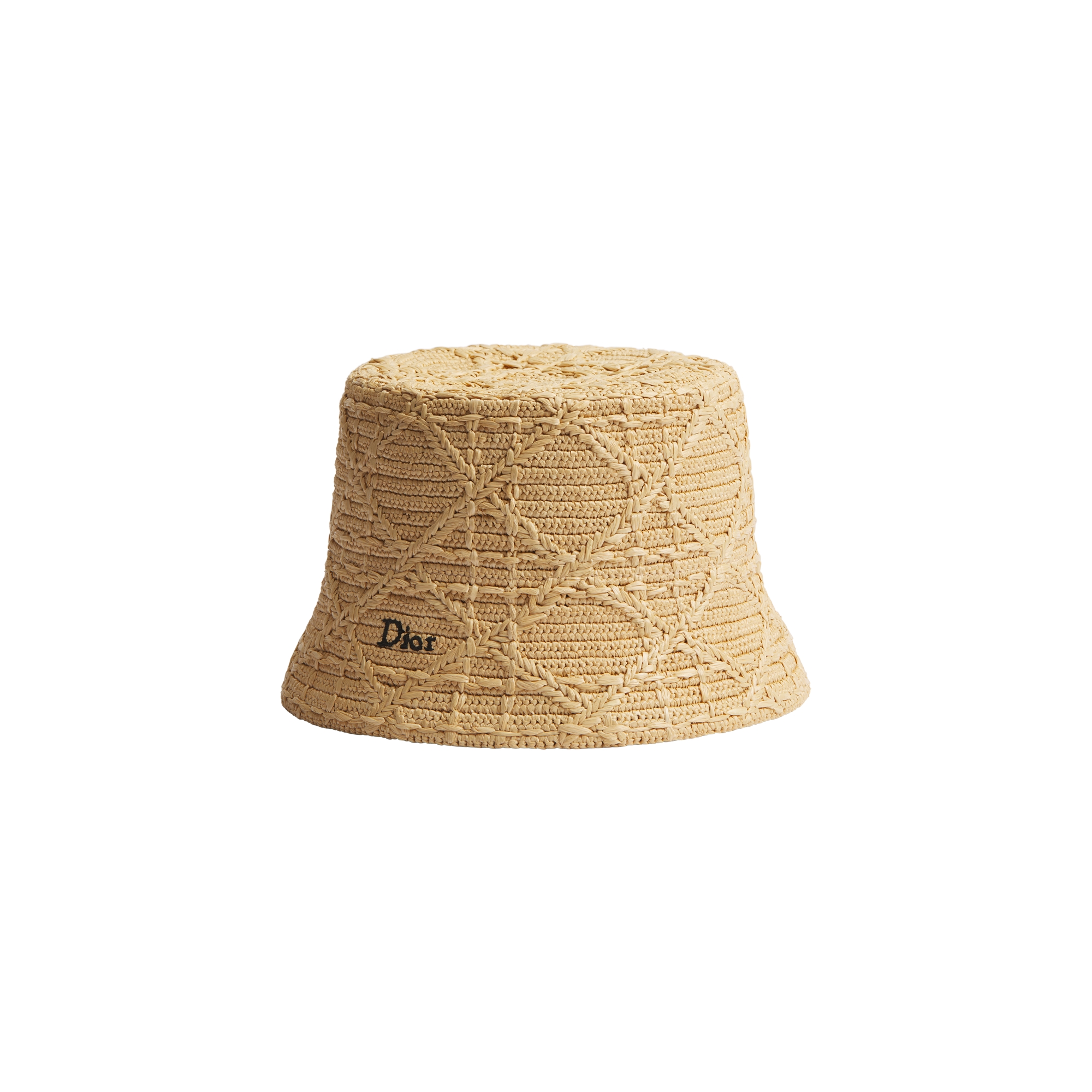 diorバケハ Dioriviera Cannage Teddy-D Small Brim Bucket Hat Natural Raffia