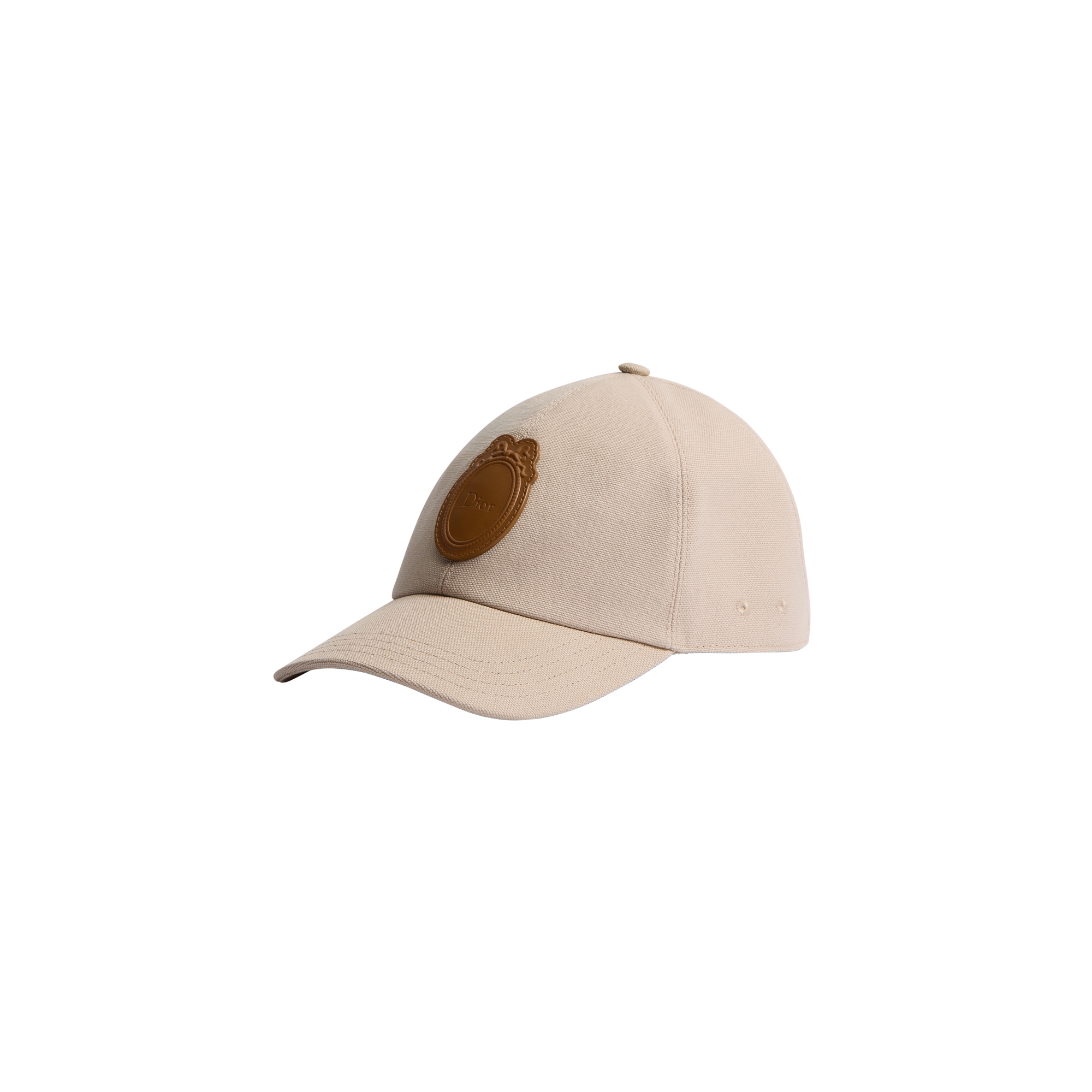 Dior Médaillon D-Player Cap Beige Cotton Canvas and Brown Calfskin E03