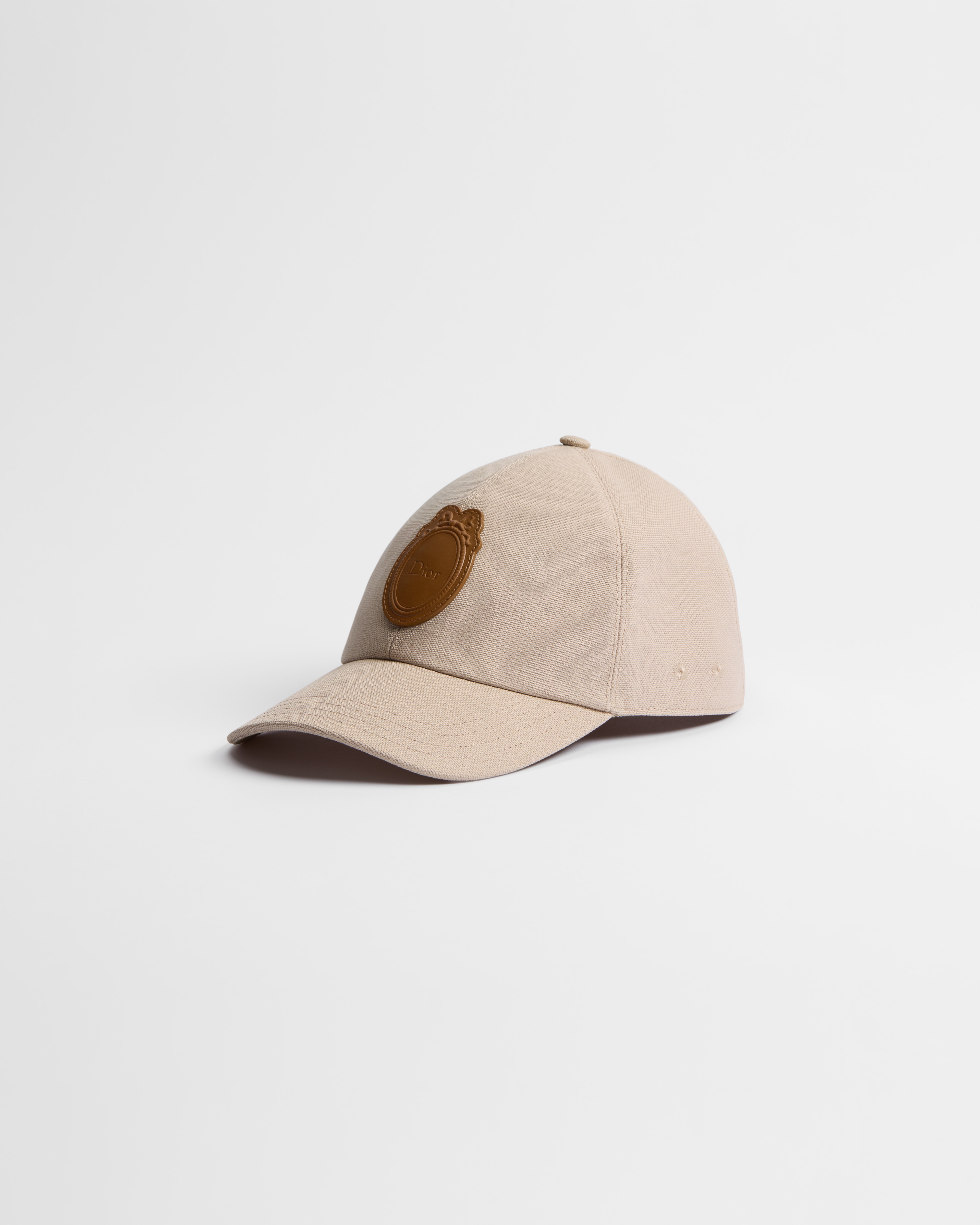 Dior Médaillon D-Player Cap Beige Cotton Canvas and Brown Calfskin E03