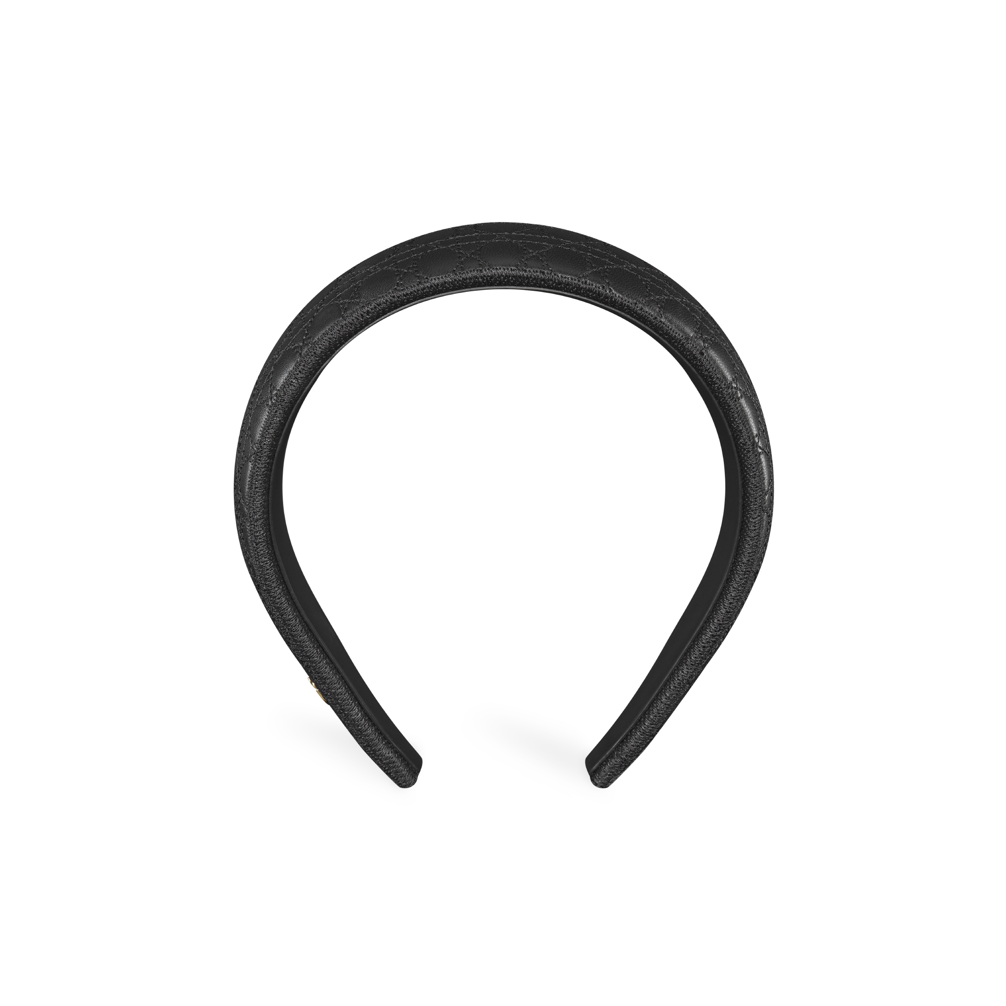 Cannage 籐格紋寬版 Dior Band 髮箍 黑色羊皮 E01