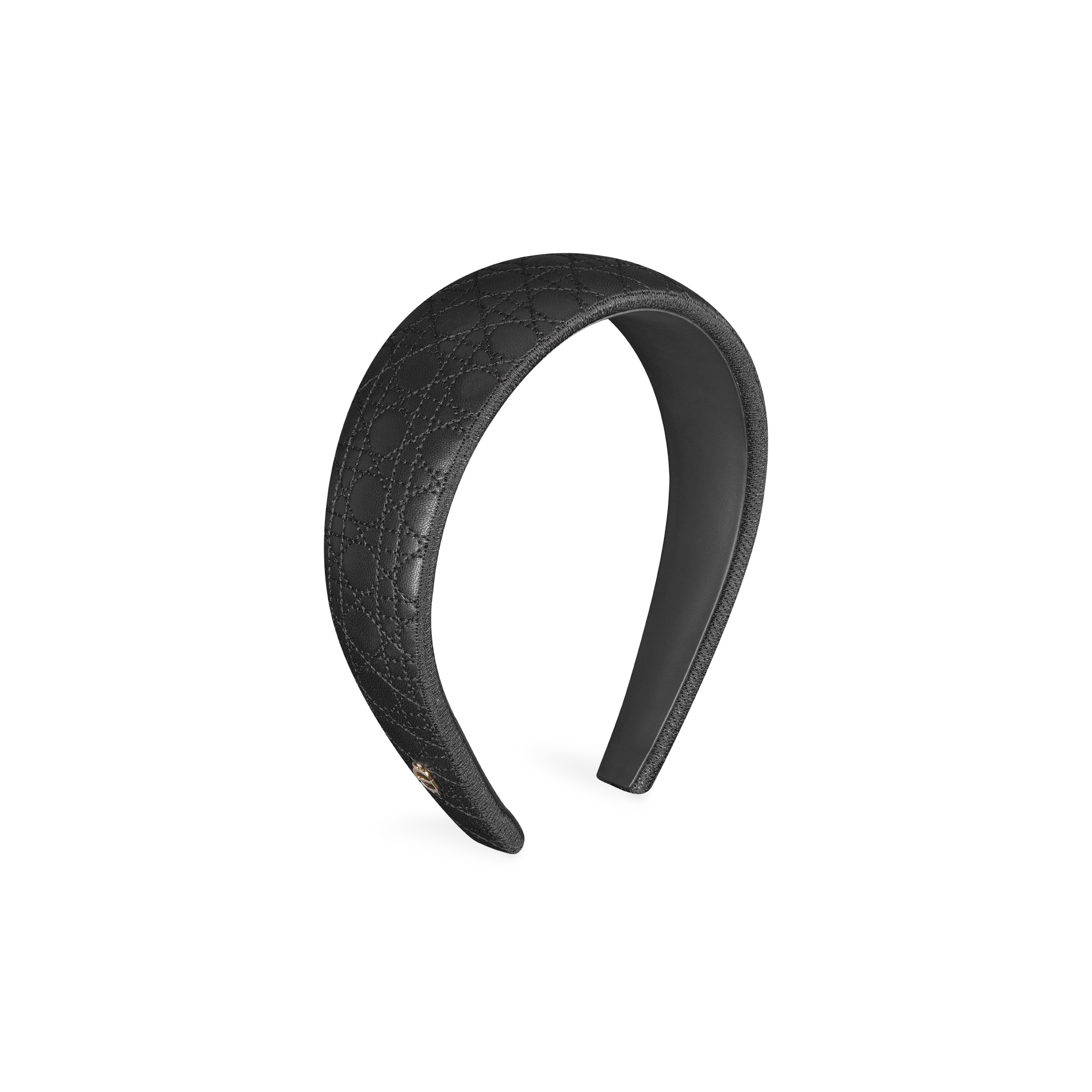Large serre-tête Dior Band Cannage Cuir d'agneau noir E03