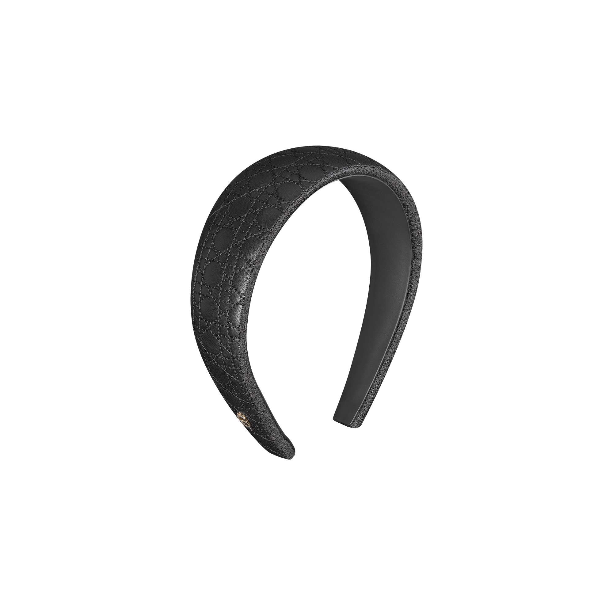 Wide Cannage Dior Band Headband Black Lambskin E03