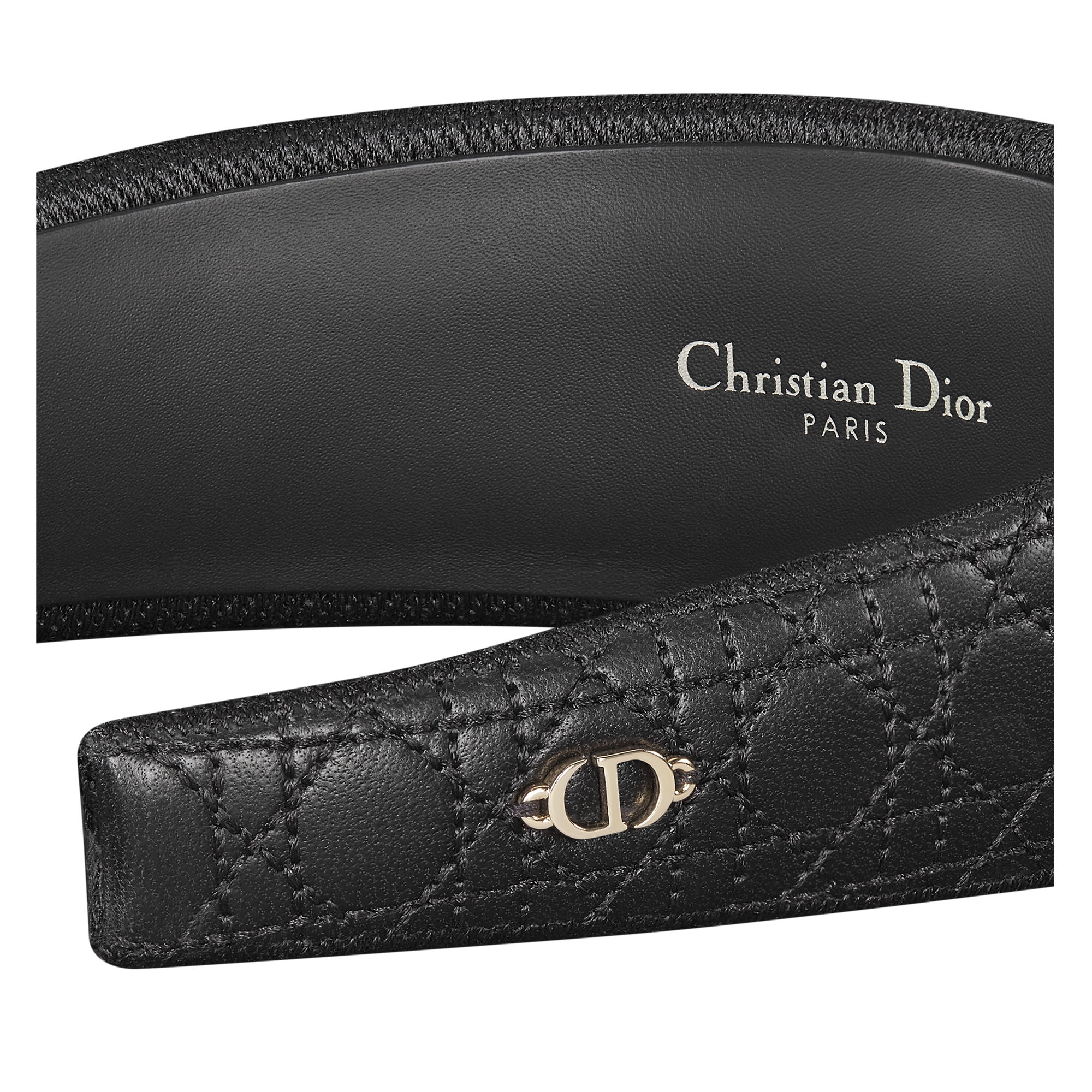 Wide Cannage Dior Band Headband Black Lambskin E09