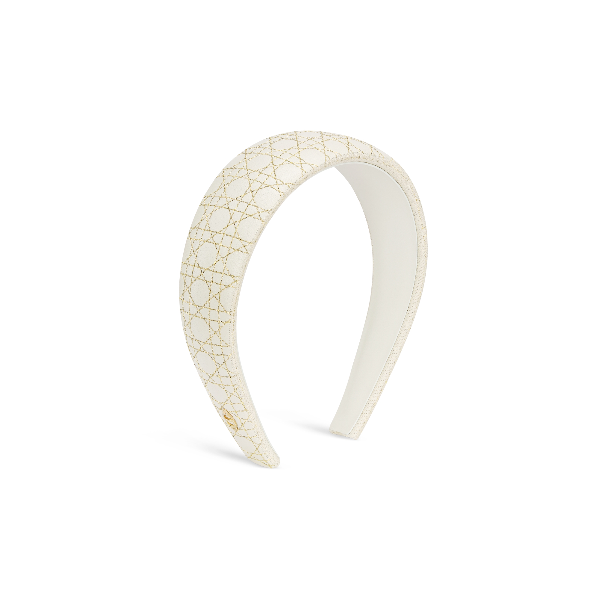 Wide Cannage Dior Band Headband Latte and Gold-Tone Lambskin E03