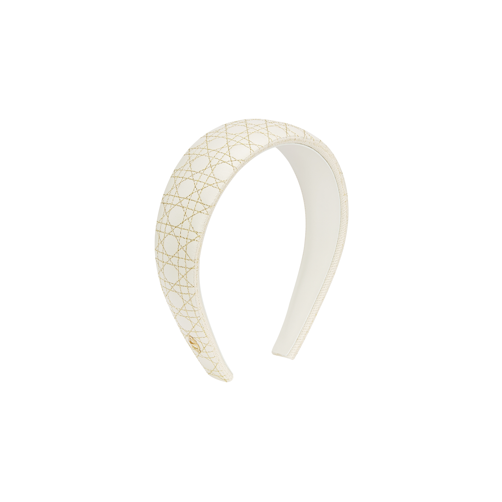 Wide Cannage Dior Band Headband Latte and Gold-Tone Lambskin E03