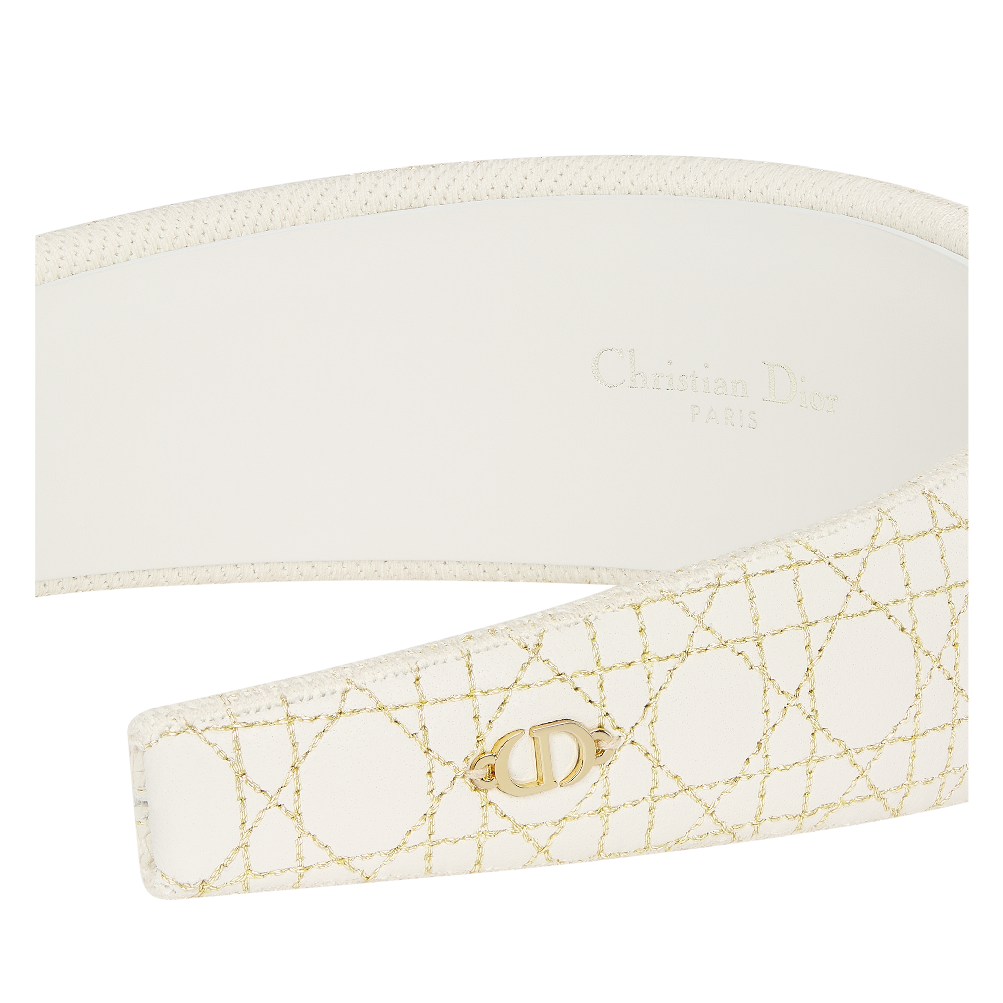 Wide Cannage Dior Band Headband Latte and Gold-Tone Lambskin E09