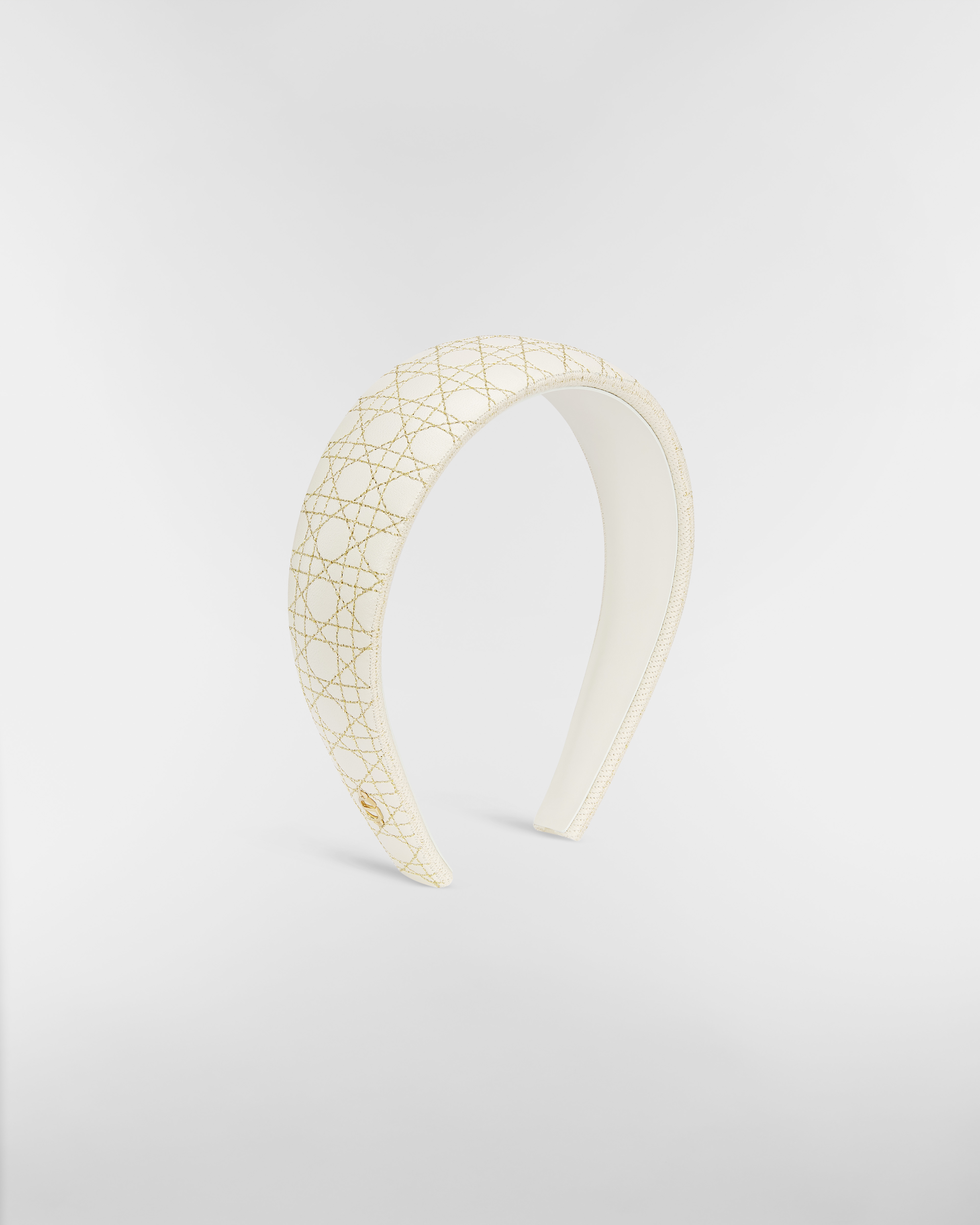 Wide Cannage Dior Band Headband Latte and Gold-Tone Lambskin E03