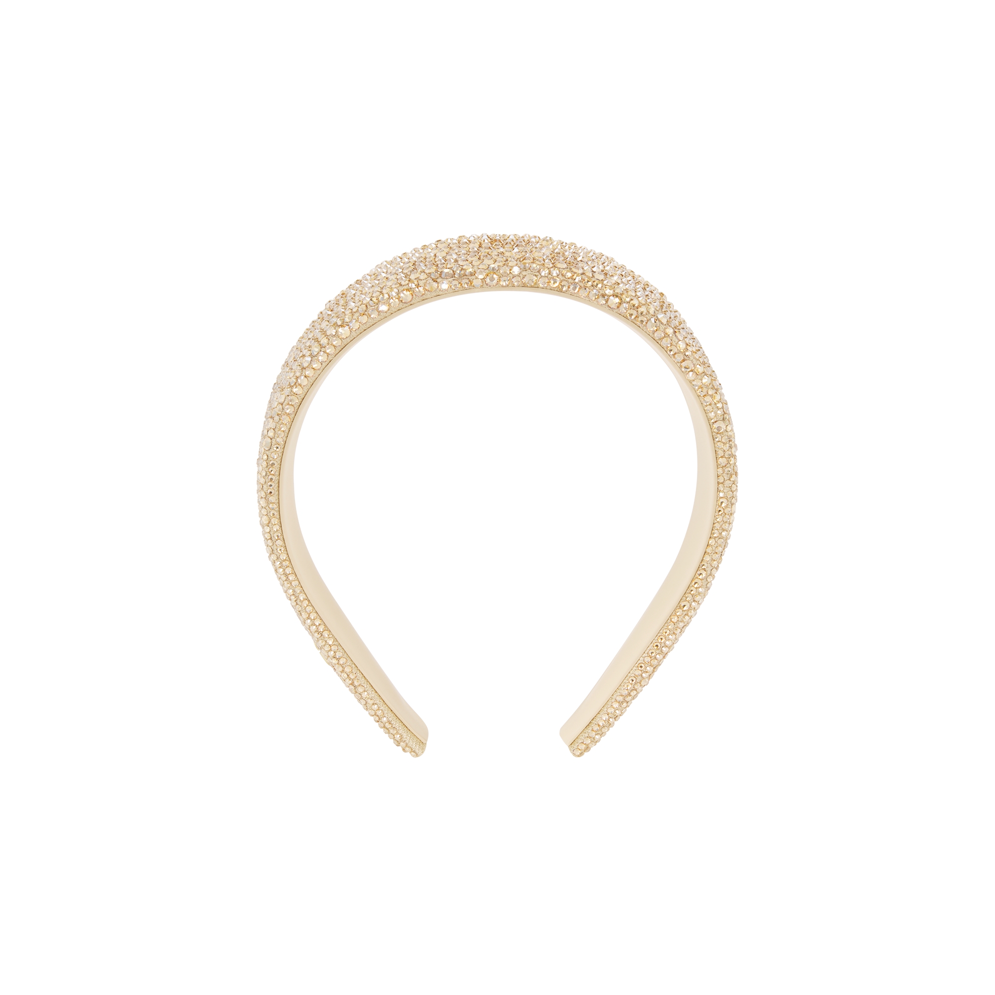 Wide Dior Band Headband Gold-Tone Cotton Blend and Strass E01