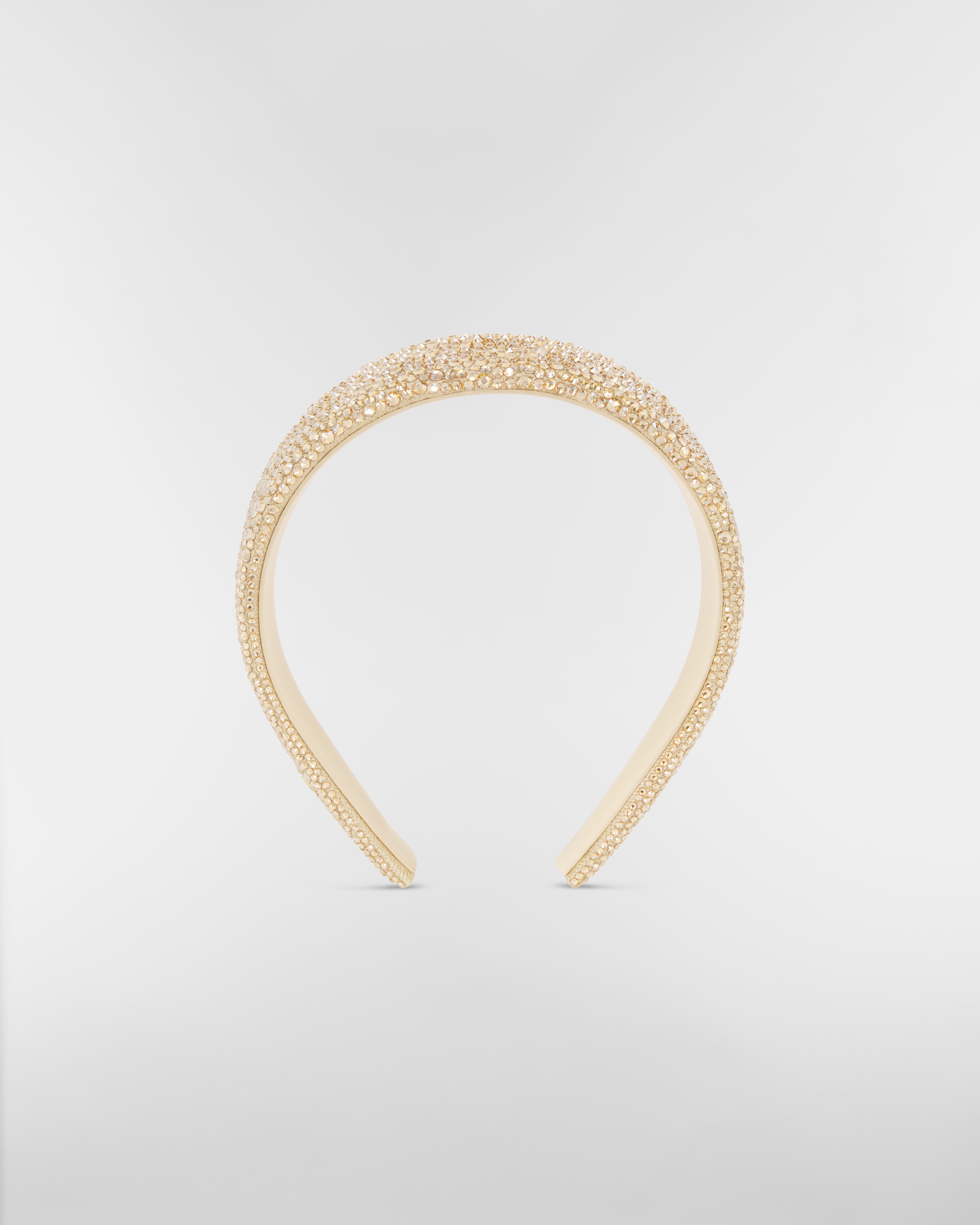 Wide Dior Band Headband Gold-Tone Cotton Blend and Strass E01
