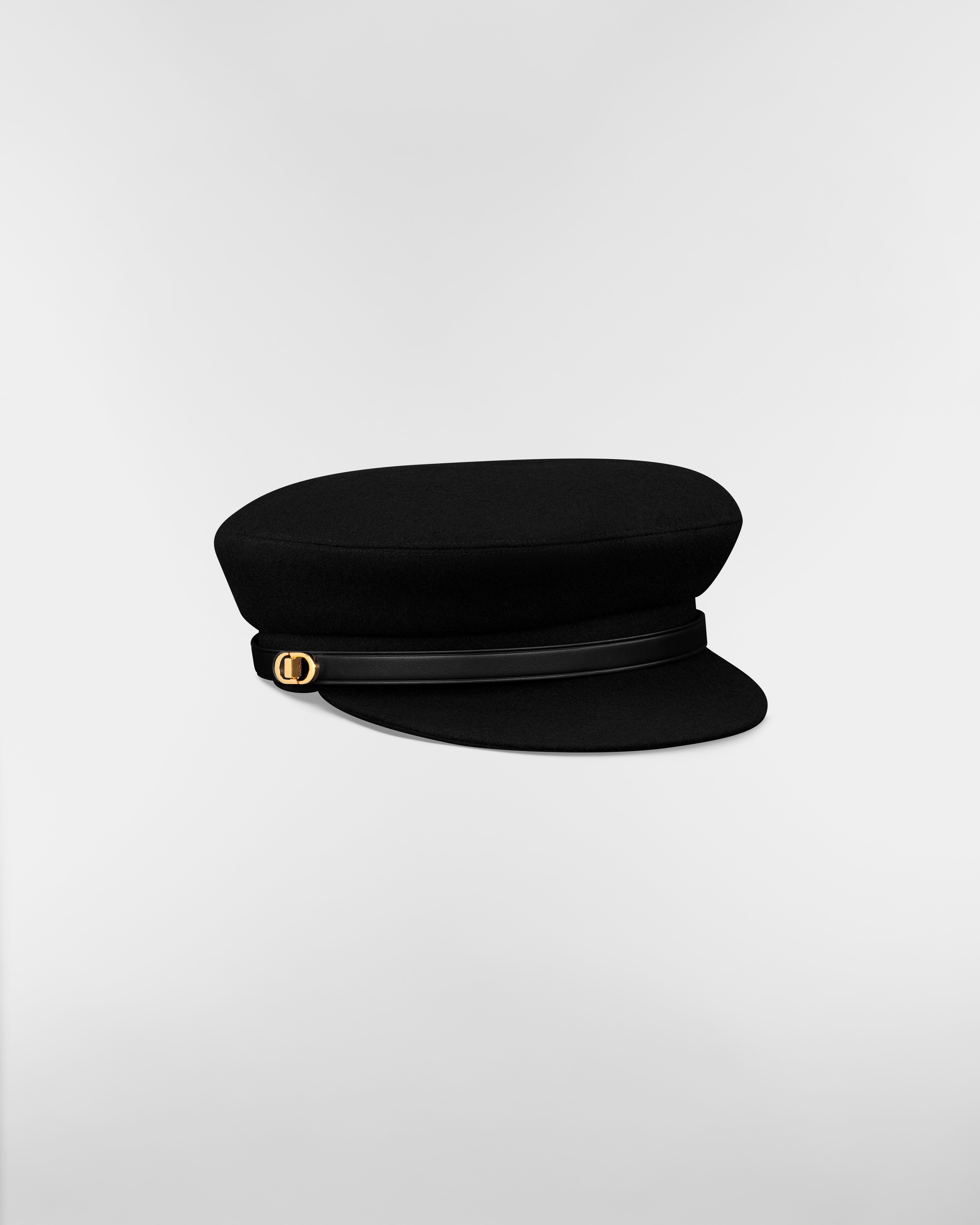 หมวกแก๊ป Dior Travel ผ้าวูลสักหลาดสีดํา E03