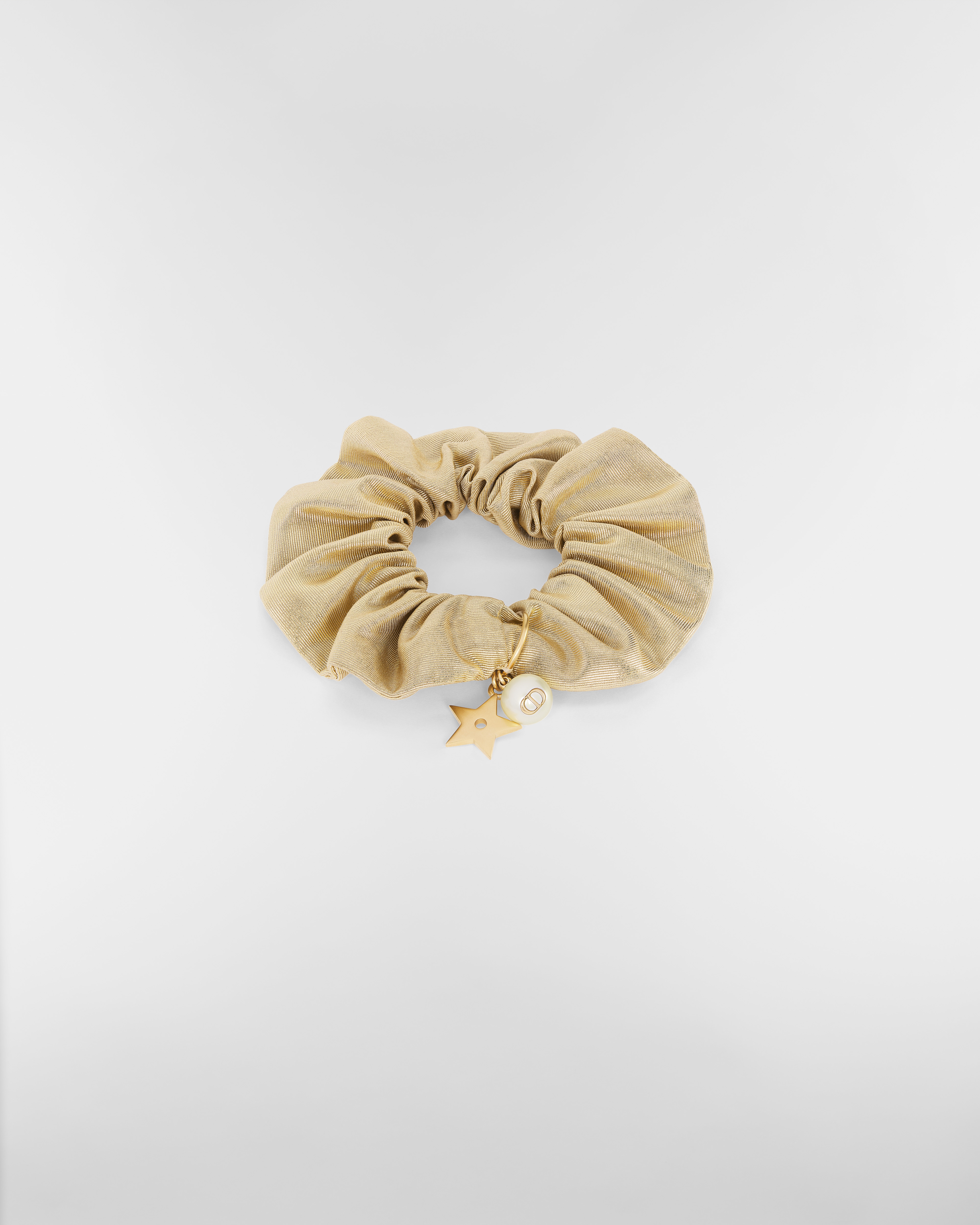 Dior Sweet Hair Tie Gold-Tone Laminated Technical Fabric E01
