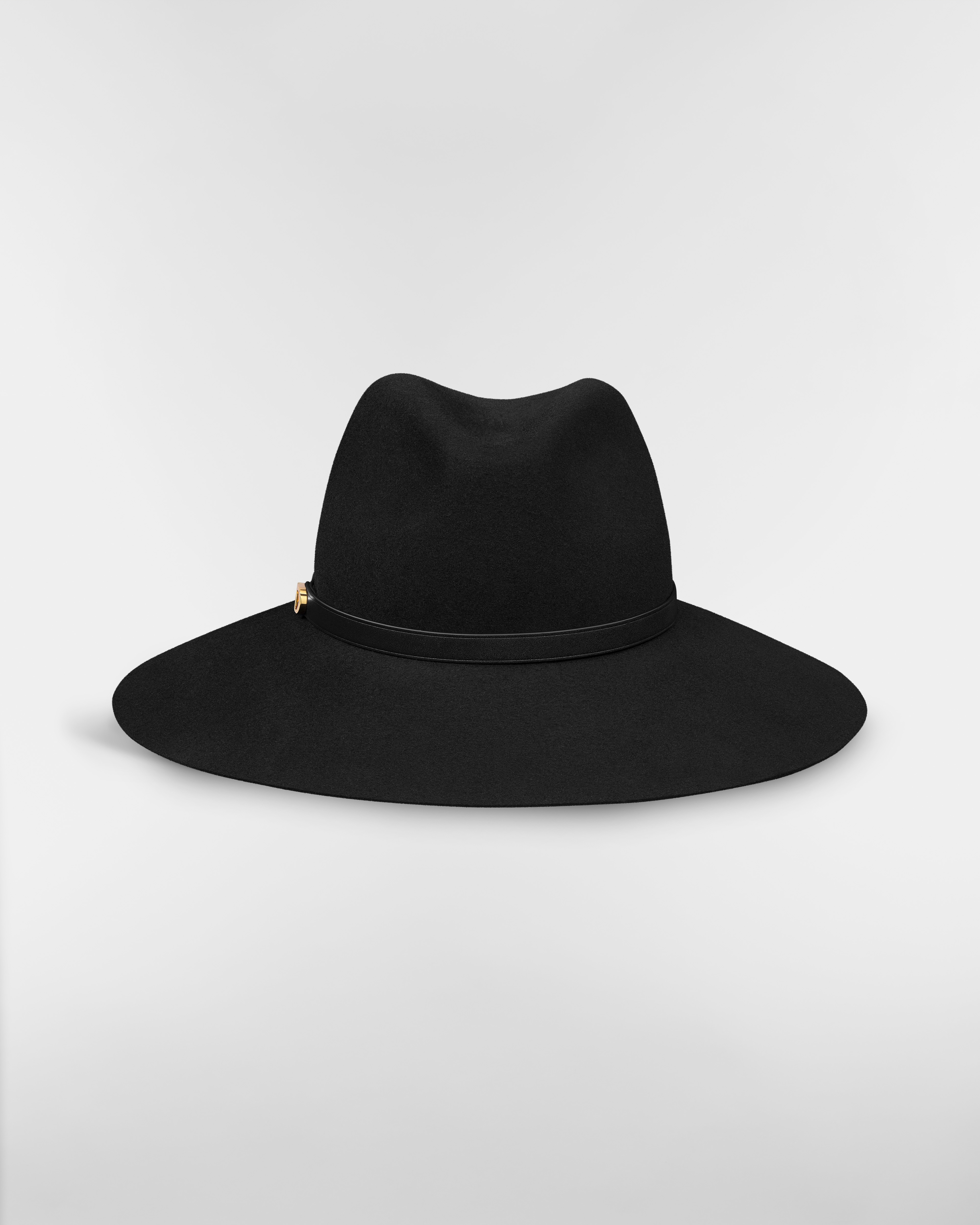 قبعة D-Muse بحافة عريضة لباد الأرانب باللون الأسود E01